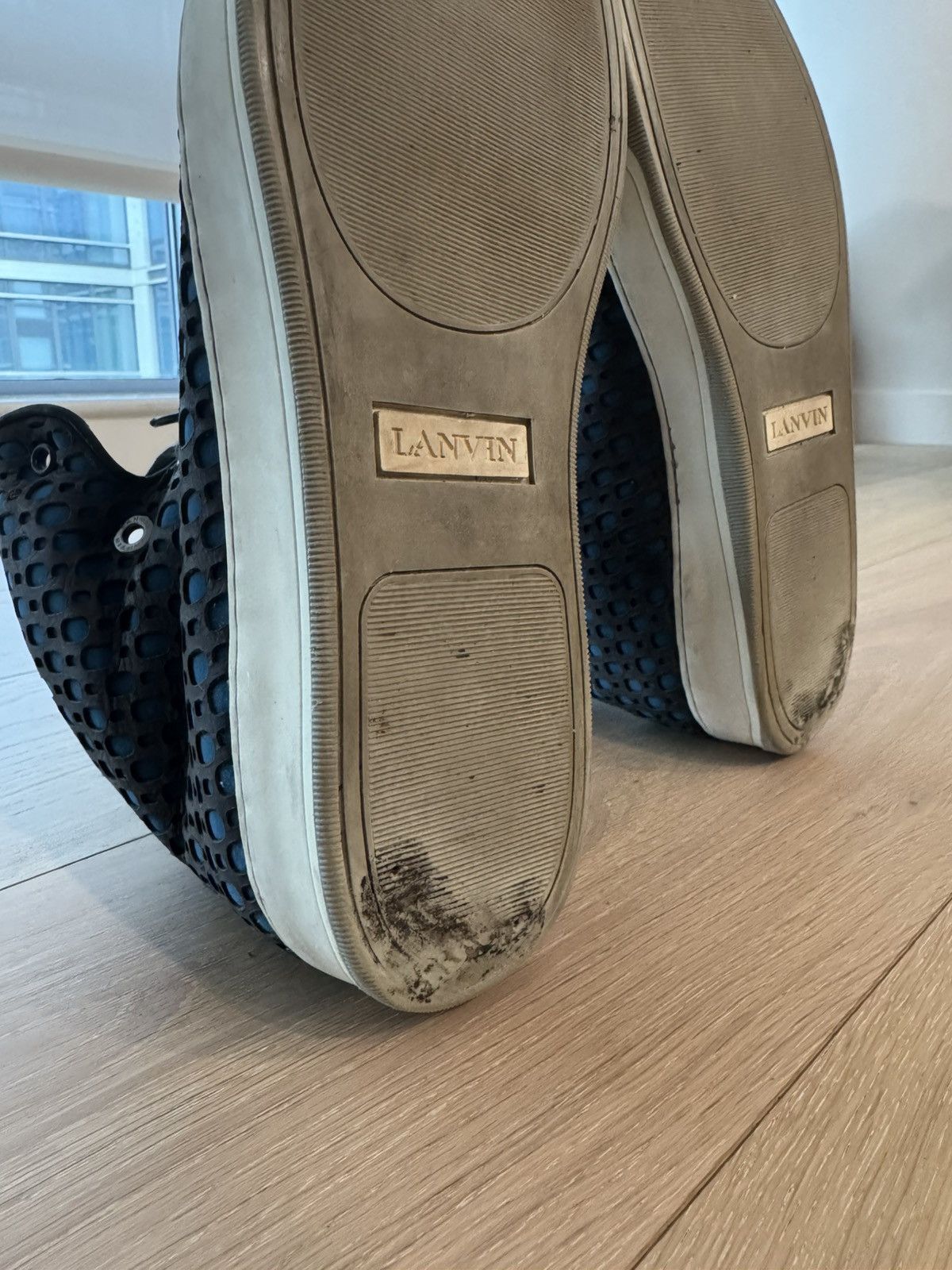 Lanvin Lanvin Blue & Black Leather High-Top Sneakers Men’s Sz 10 Size US 10 / EU 43 - 9 Thumbnail