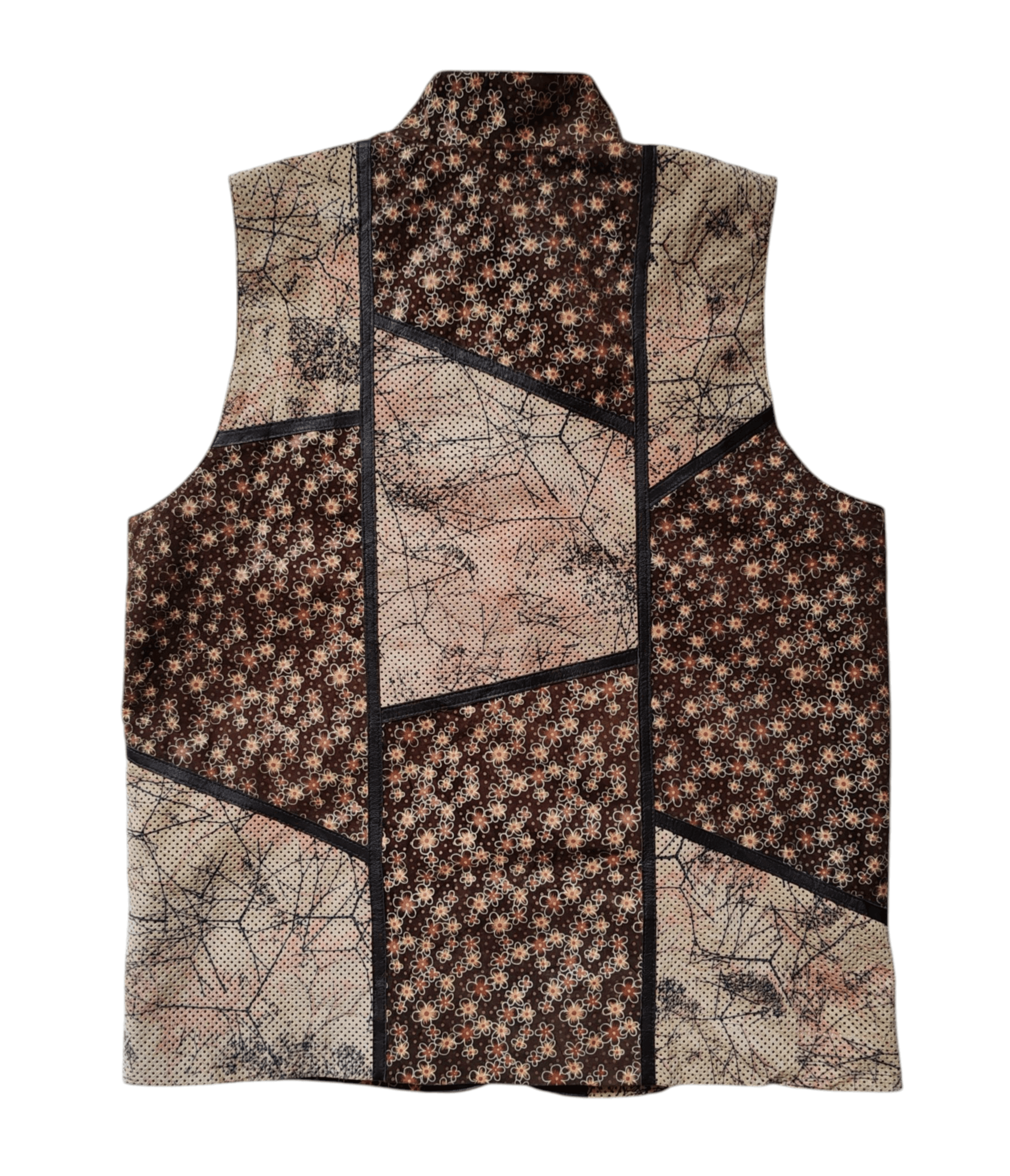 Leather Vintage Japan Suede Leather Vest jacket Abstract Sakura Size ONE SIZE - 4 Thumbnail