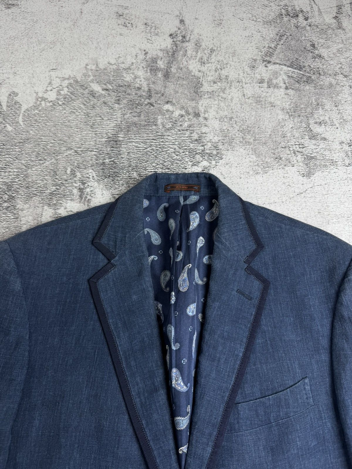 Etro Etro Milano 100% Linen 48R Size Classic Blue Men’s Blazer Jacket Trousers Suit Size 48R - 11 Thumbnail