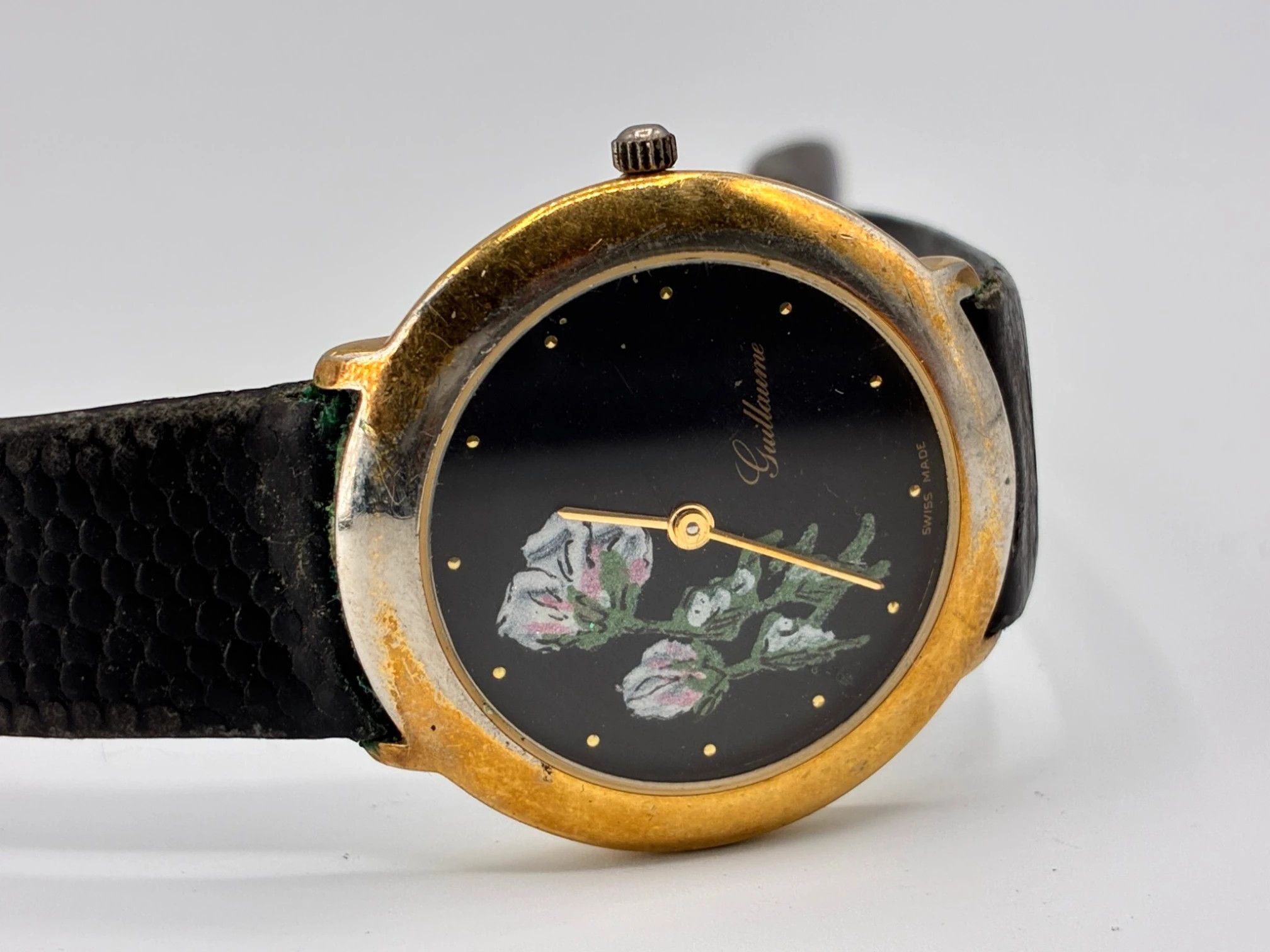 Other Guillaume Swiss Made Floral Dial Gold Tone Dress Watch Size ONE SIZE - 1 Thumbnail