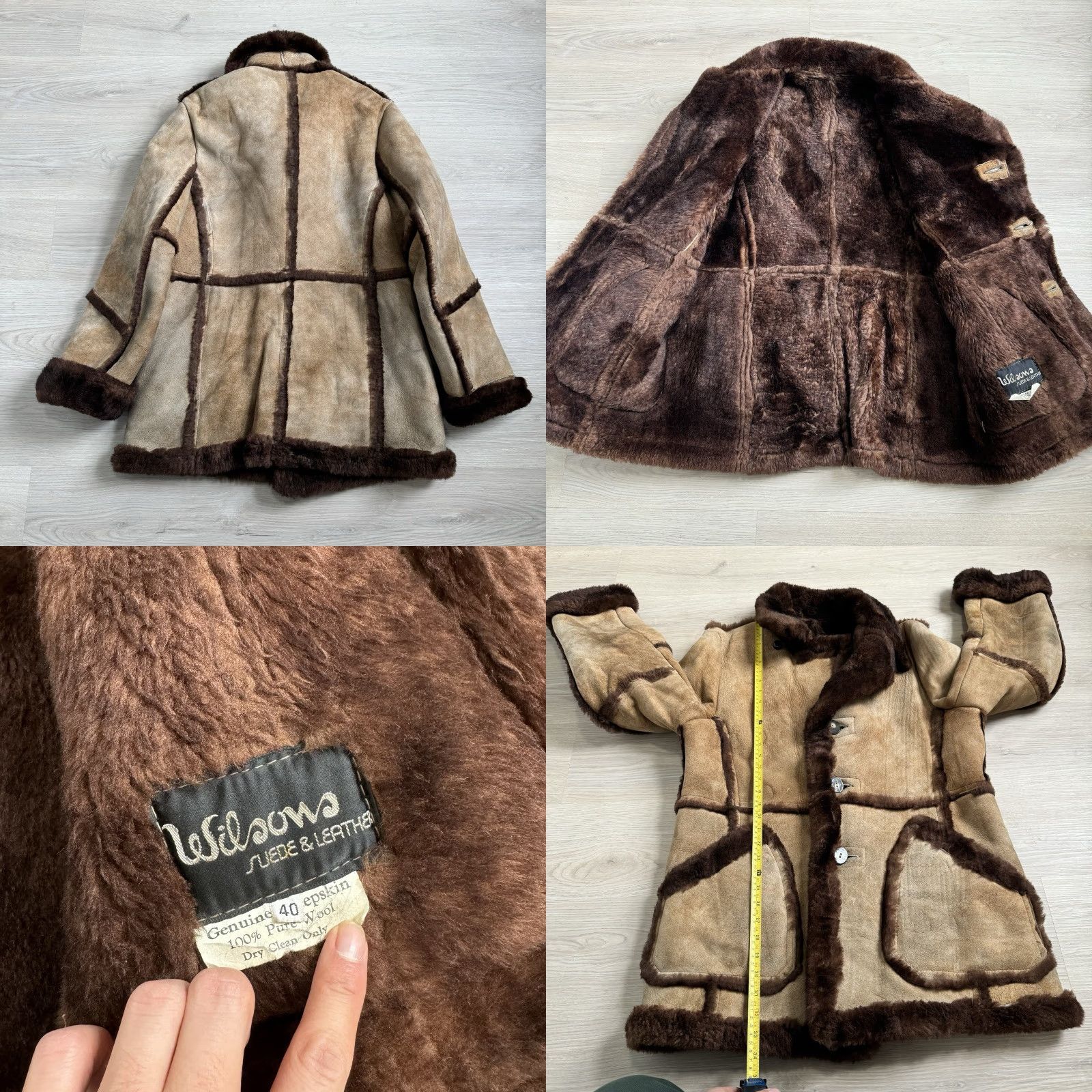 Vintage VINTAGE Wilsons Leather Ranch Coat Jacket Mens 40 Brown Shearling Sheepskin Leather Wool Lining Winter 70s Mens Size US XXS / EU 40 - 8 Thumbnail