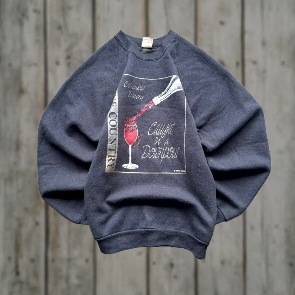 Vintage VTG Unbranded Sweatshirt Pullover L Mens Black 90s Distressed Faded Stains Wine Fruit of the Loom Size US L / EU 52-54 / 3 - 1 Thumbnail