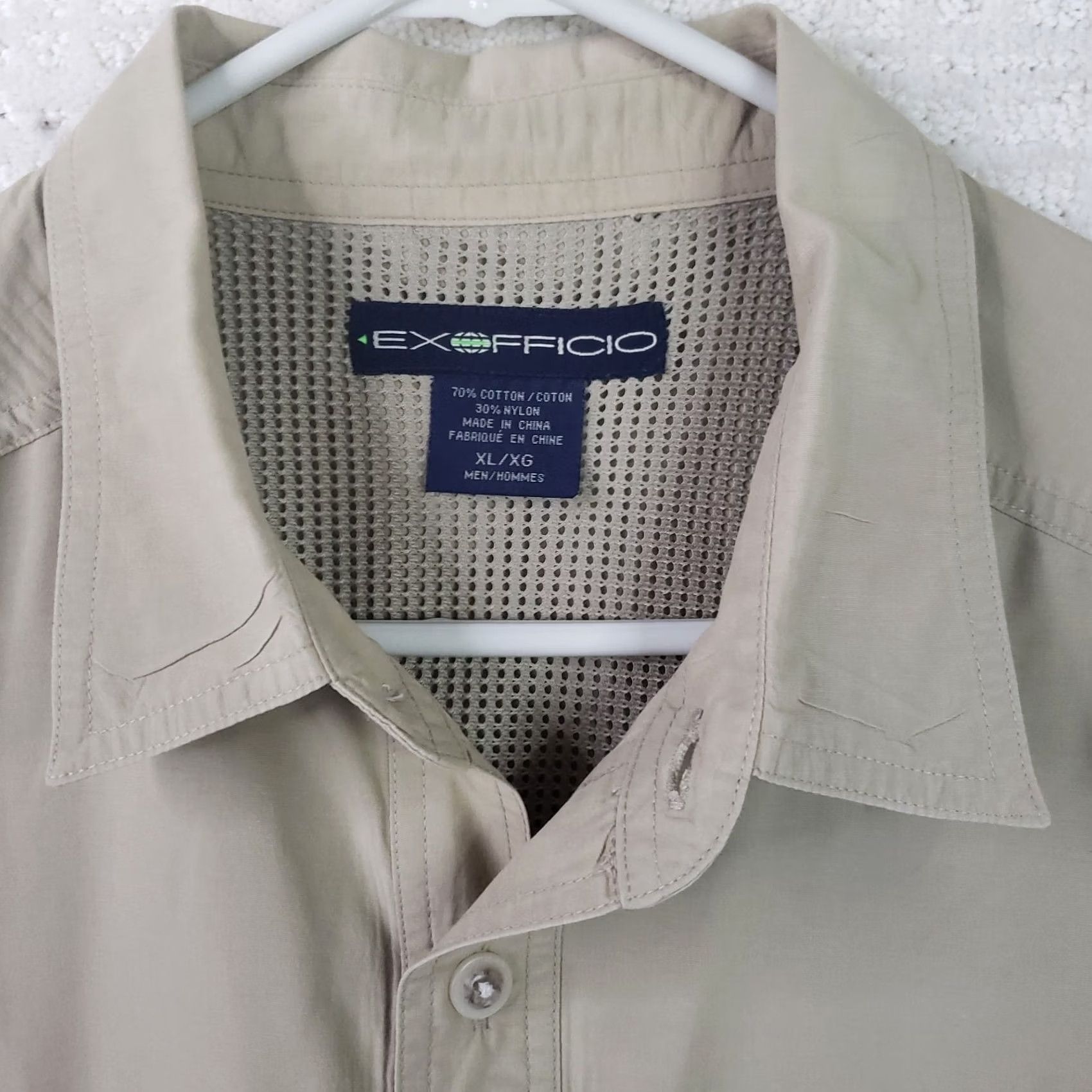 ExOfficio ExOfficio Shirt Mens XL Beige Short Sleeve Button Up Cotton Outdoor Hiking Size US XL / EU 56 / 4 - 6 Thumbnail