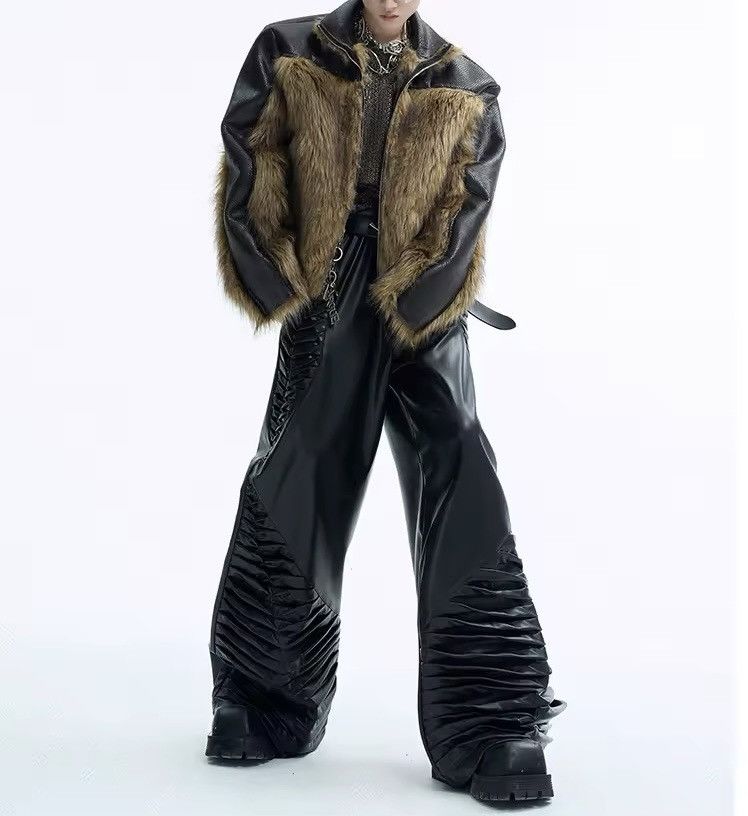 Other Design Streetwear Patchwork Leather Faux Fur Zipper Jacket Size US L / EU 52-54 / 3 - 4 Thumbnail