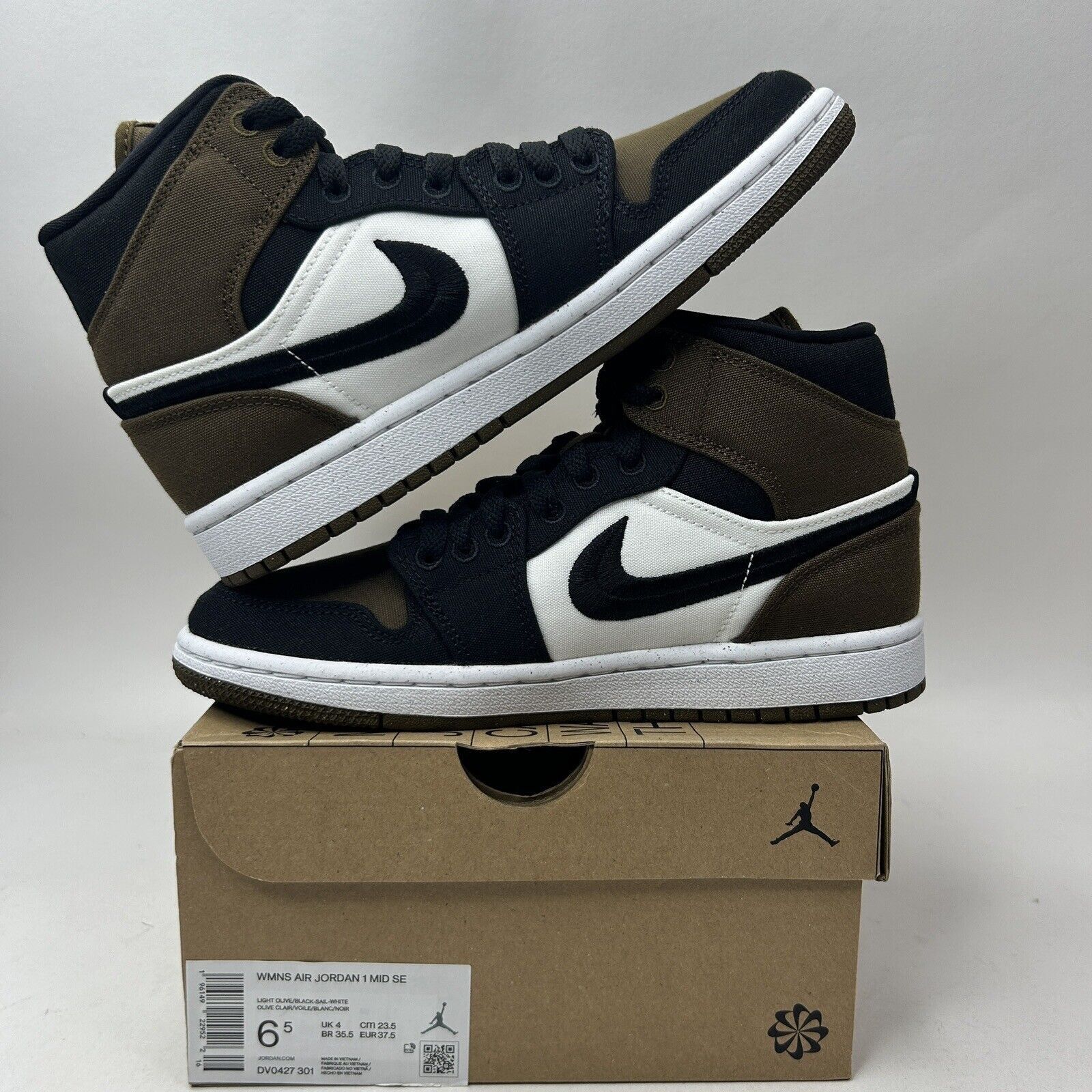 Nike Nike Shoes Air Jordan 1 Mid SE WMNS Retro "Olive Toe" 2023 Size US 6.5 / IT 36.5 - 3 Thumbnail