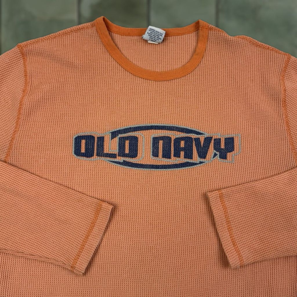 Old Navy VINTAGE Old Navy Thermal Shirt Men XL Orange Solid Grunge Hipster 90s Y2K Size US XL / EU 56 / 4 - 1 Thumbnail