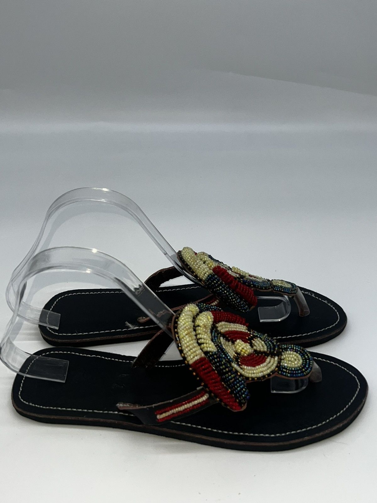 Other Handmade African Beaded, Leather Maasai Sandals Multicolor Size US 9.5 / IT 39.5 - 6 Thumbnail