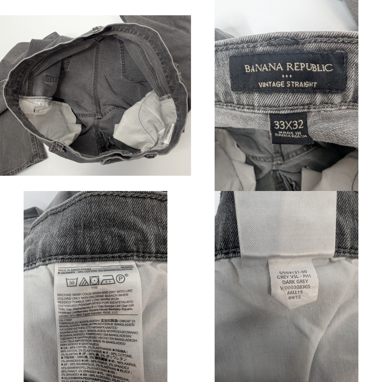 Banana Republic VINTAGE Banana Republic Jeans Denim 5-Pocket 100% Cotton Gray Gray Denim Straight Men’s Size 33X32 Size US 33 - 9 Thumbnail