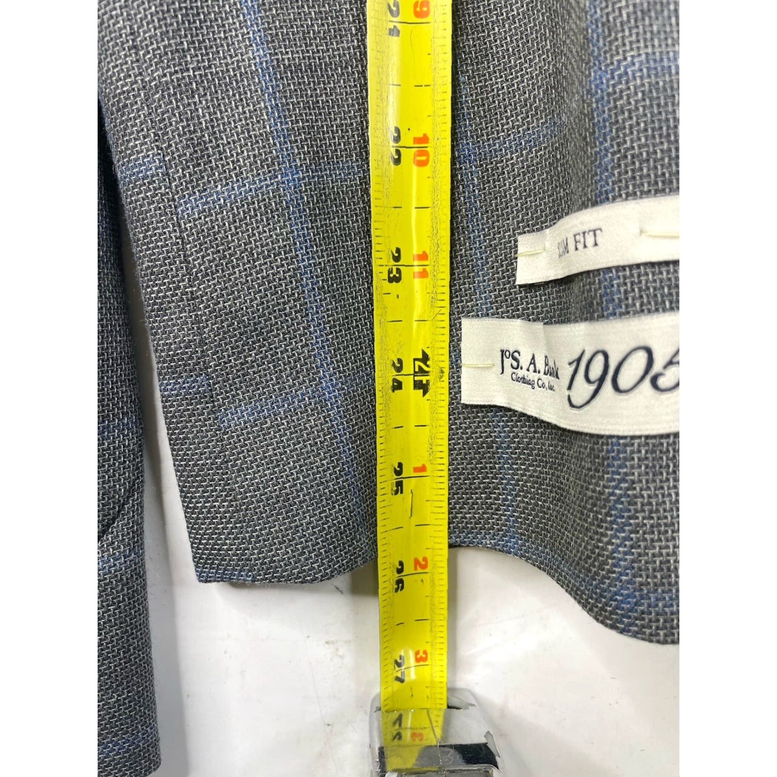 Jos. A. Bank NWT Jos A Bank Mens Silk Wool Blazer Jacket Sports Coat Gray Pane Size 40L Slim Size 40R - 5 Thumbnail