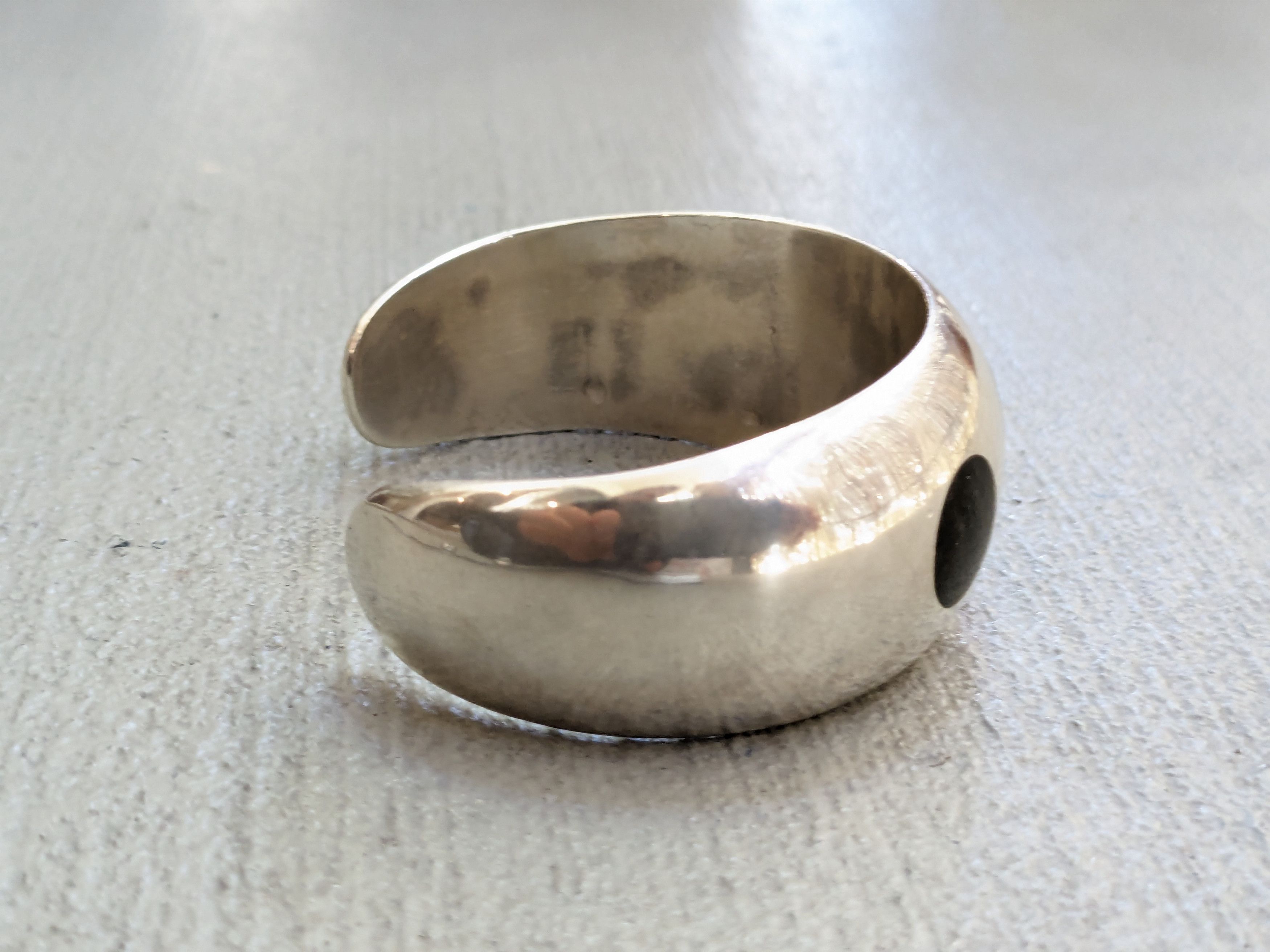 Other Vintage Sterling Silver Bracelet Cuff Black Round 5" Modern Size ONE SIZE - 5 Thumbnail