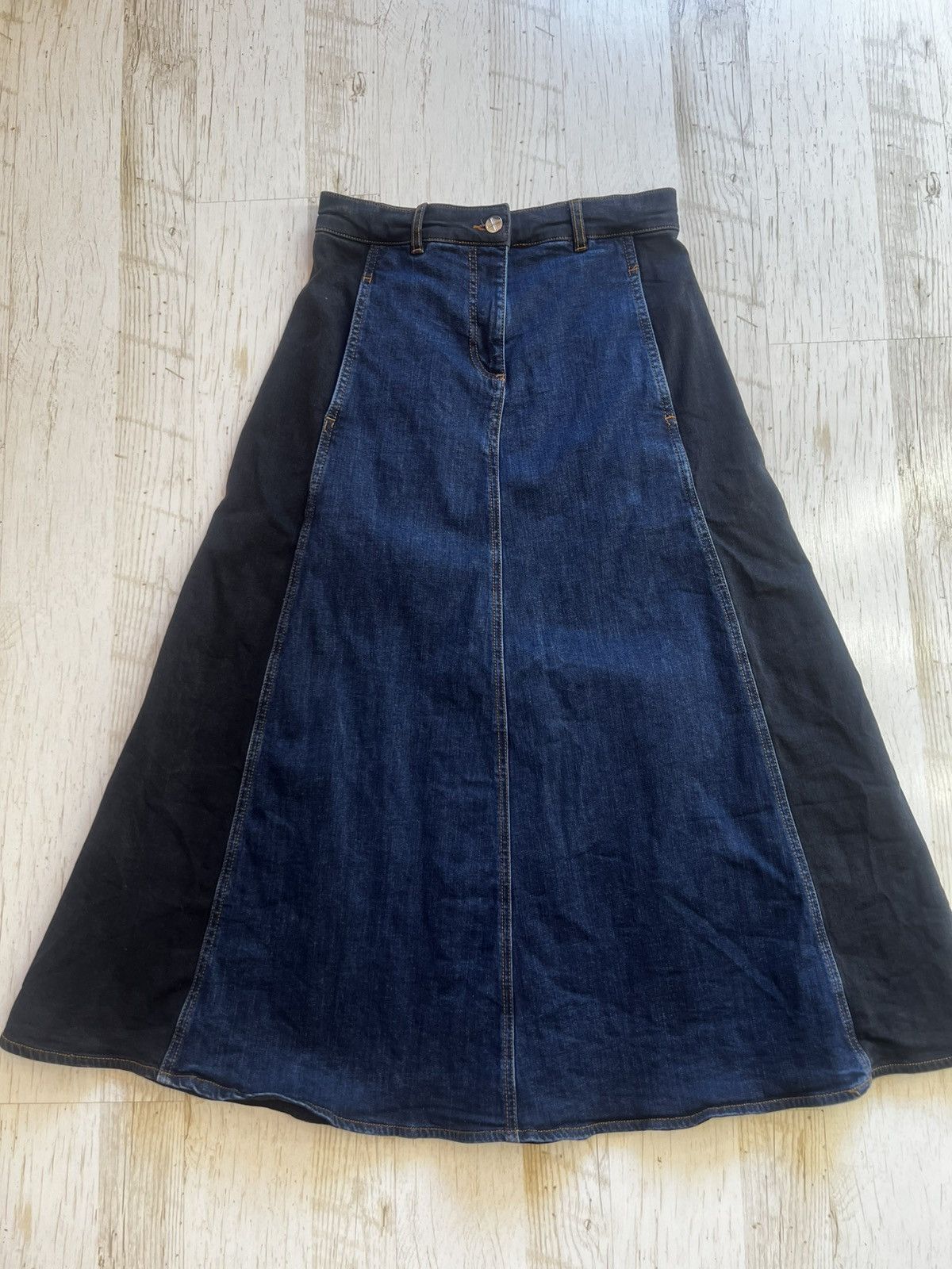 ME+EM ME+EM Denim Midi Skirt A-Line Blue Black Size 8 Size 27" / US 4 / IT 40 - 5 Thumbnail