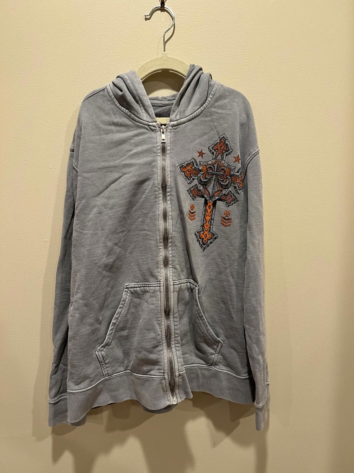 Affliction Affliction Hoodie Gray Cross Graphic Y2K Streetwear Kid 8-10 Size US M / EU 48-50 / 2 - 1 Thumbnail