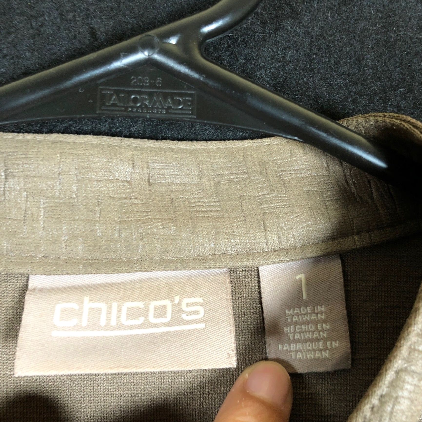 Vintage Chicos Womens Jacket Brown Textured Full Zip Long Sleeve 1 (M) Size M / US 6-8 / IT 42-44 - 6 Thumbnail