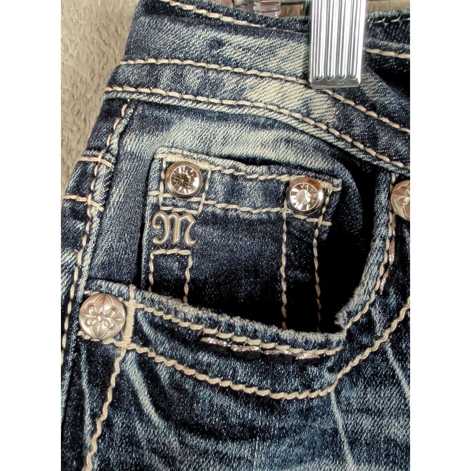 Miss Me Miss Me Jeans Rhinestone Stars And Stripes Mid Rise Ankle Skinny 25 Blue Womens Shirt? Size 42" / US 20 - 6 Thumbnail