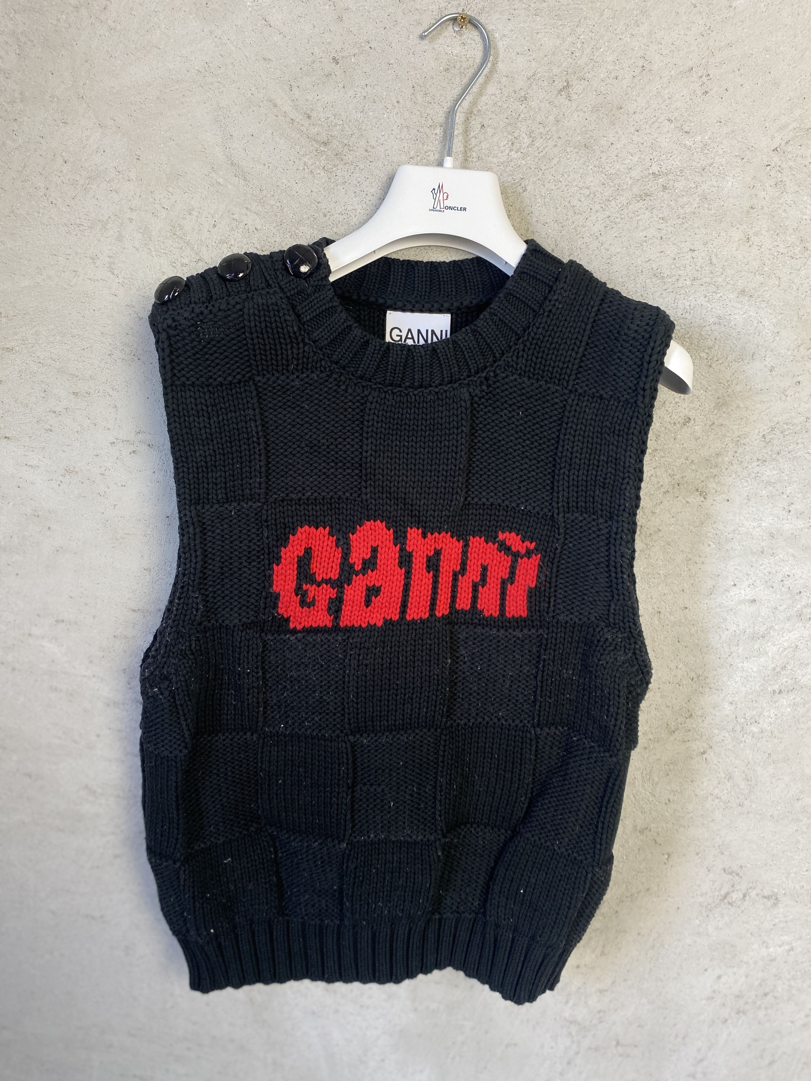 Ganni Ganni big logo knitted sweater vest knitwear Size M / US 6-8 / IT 42-44 - 1 Thumbnail