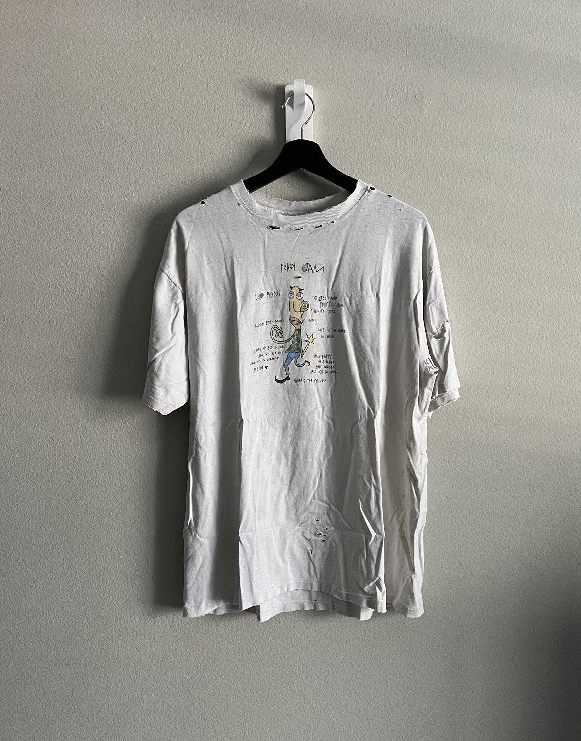 image of Alternative x Band Tees Vintage 1995 Pearl Jam Mr.point Vitalogy Tour Tee in White (Size Large)