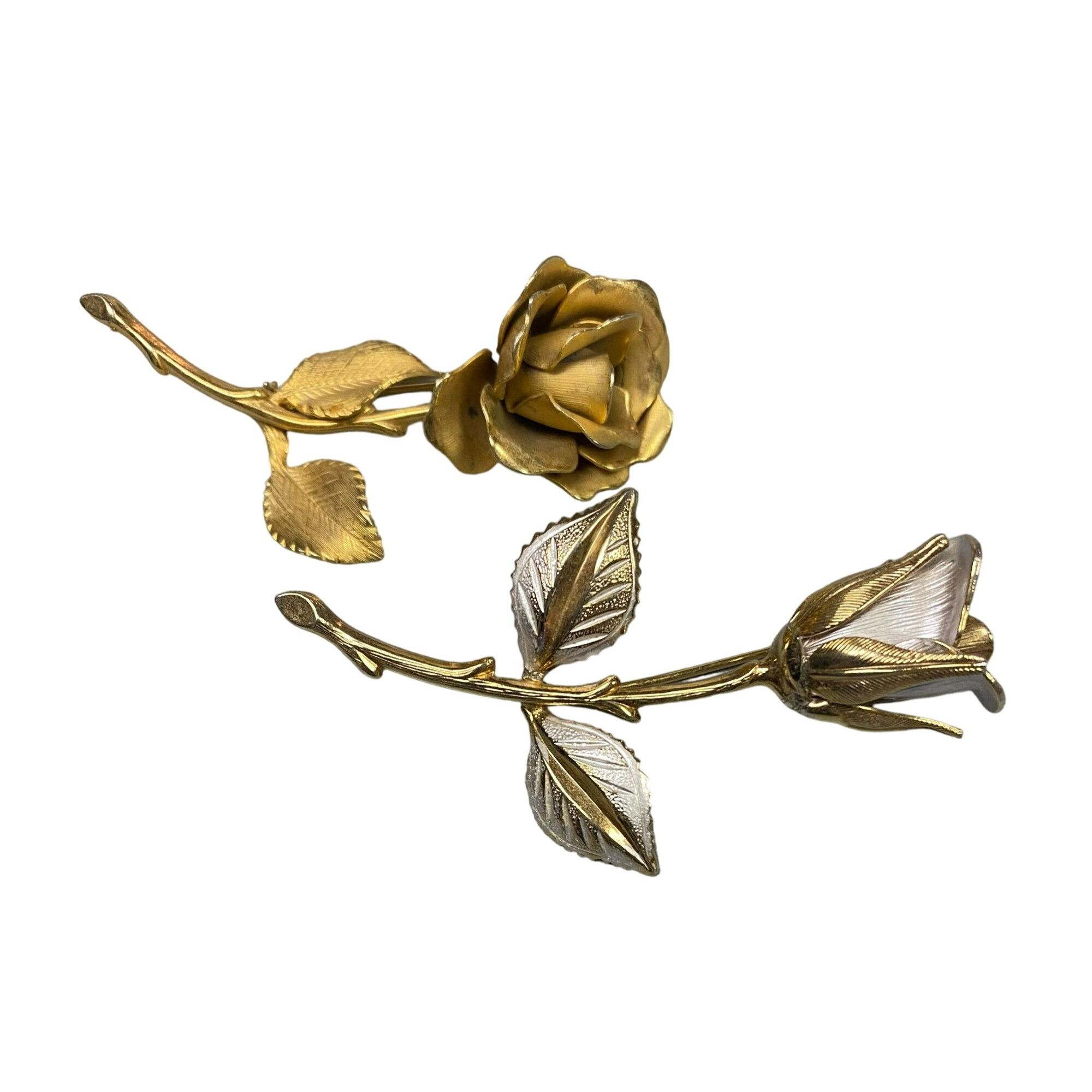 Giovanni Vintage Signe Giovanni Gold Tone Rose Brooch and Gold tone a ...