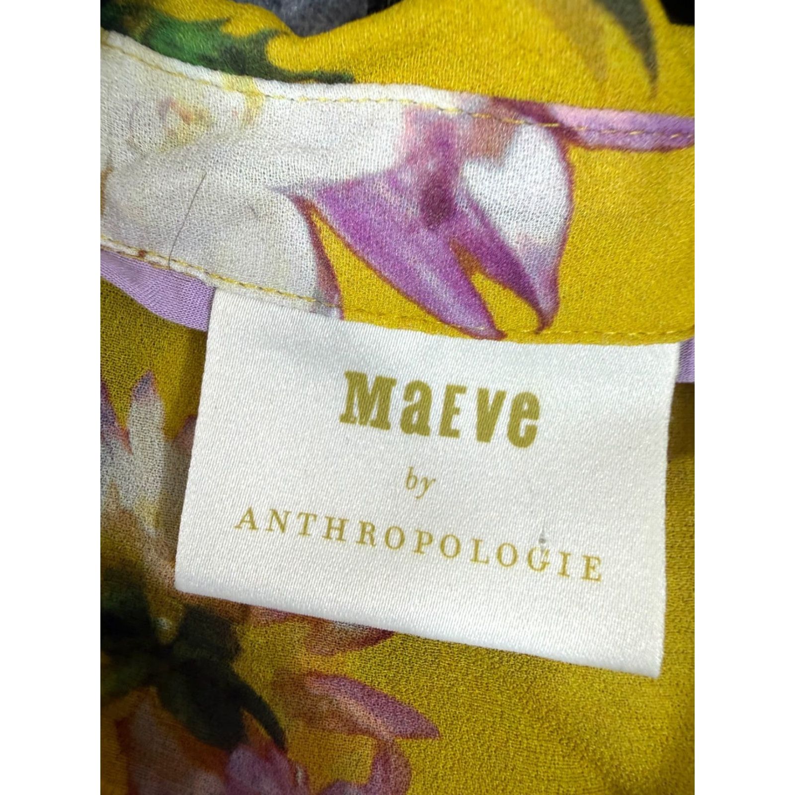 Anthropologie Maeve By Anthropologie Sheer Shirt Womens 4 Duchess Yellow Floral Sleeveless Geometric? Wait Size S / US 4 / IT 40 - 6 Thumbnail