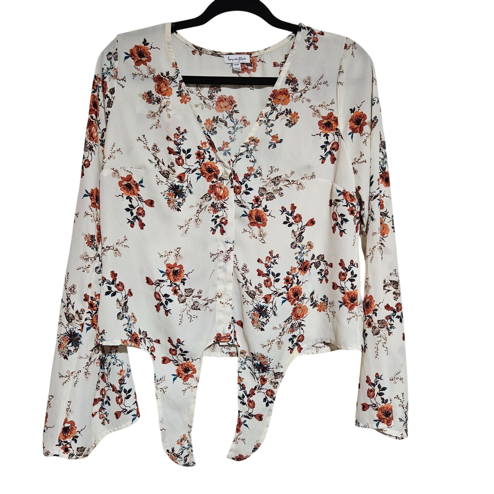 Other Love, Fire Women Floral Cropped Top Med Y2K Revival Fairy Gr Size M / US 6-8 / IT 42-44 - 2 Thumbnail