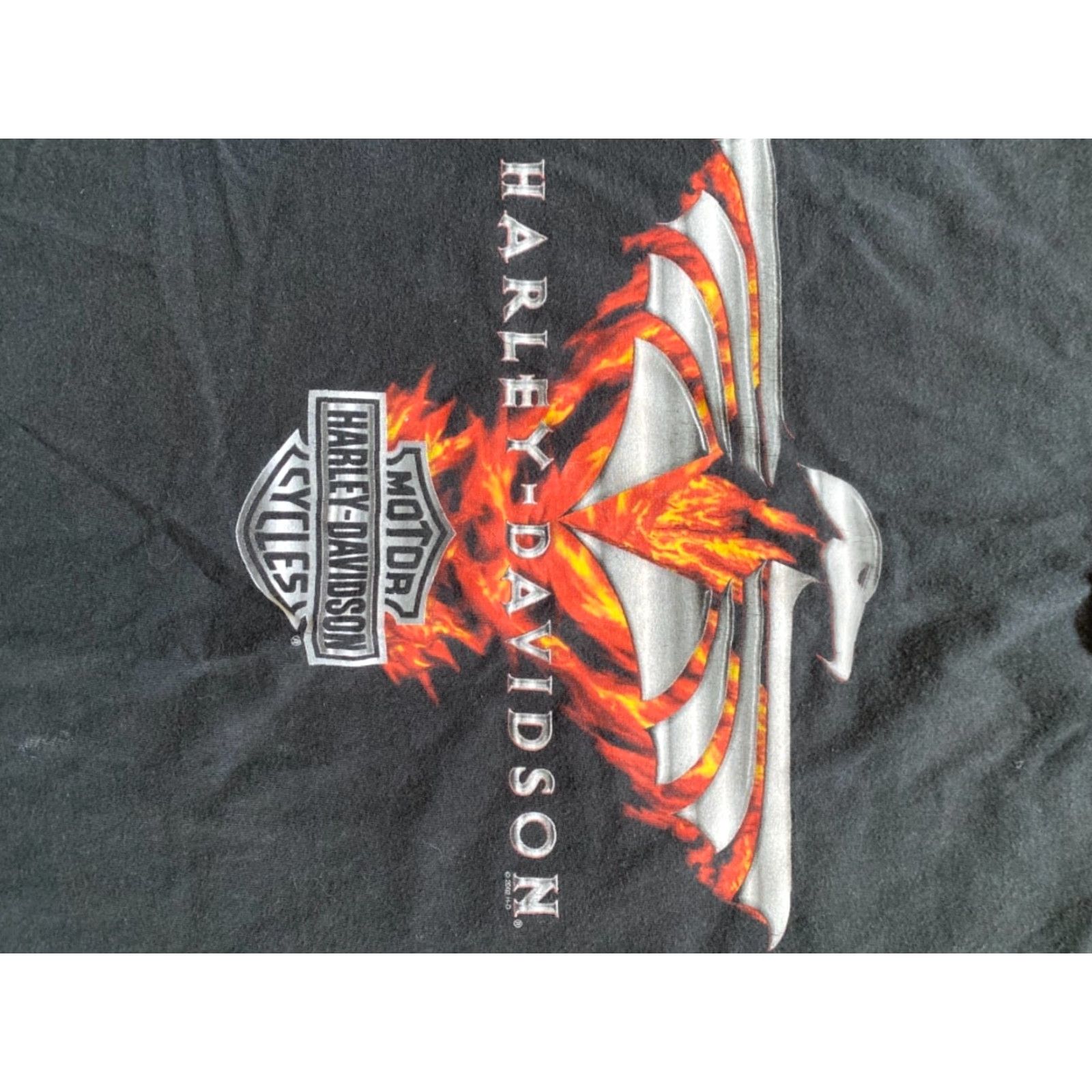Harley Davidson VINTAGE Harley-Davidson Flames Eagle 2002 Black Graphic T-Shirt XL Mens Omaha NE Size US XL / EU 56 / 4 - 3 Thumbnail