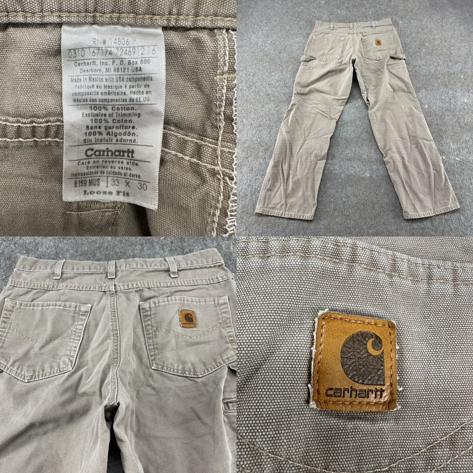 Carhartt Carhartt Pants Mens 33x30 Brown Carpenter Canvas Loose Fit Workwear Regular Brown 33 x 30 Mens Pants Carpenter Workwear Carhartt Size US 33 - 8 Thumbnail