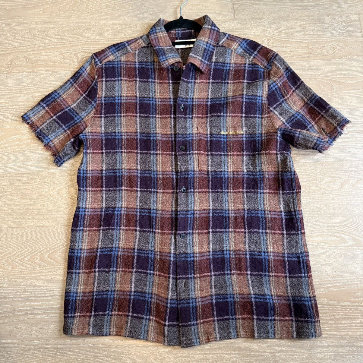 Sz L Saint Laurent Paris 20AW Runway Gold Logo Wool Shirt