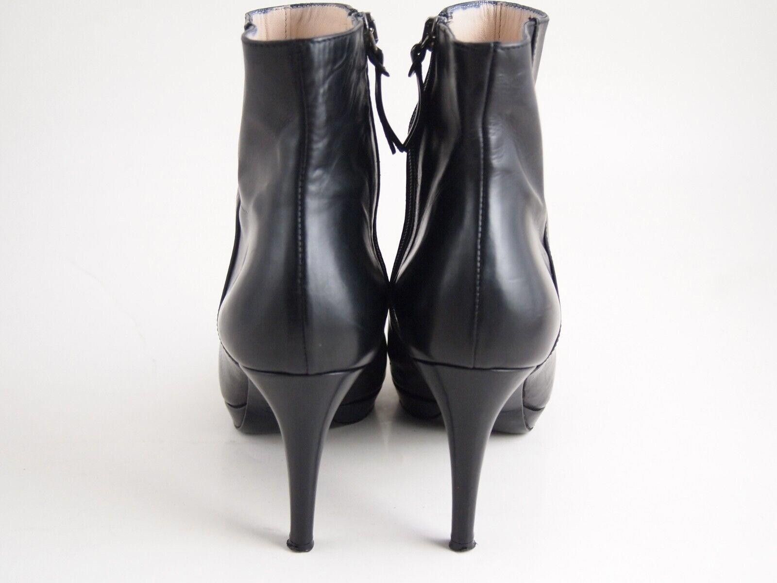 Designer Benci Brothers Booties Black Leather Mid Heel US 6.5 EU 36.5 Size US 6.5 / IT 36.5 - 5 Thumbnail