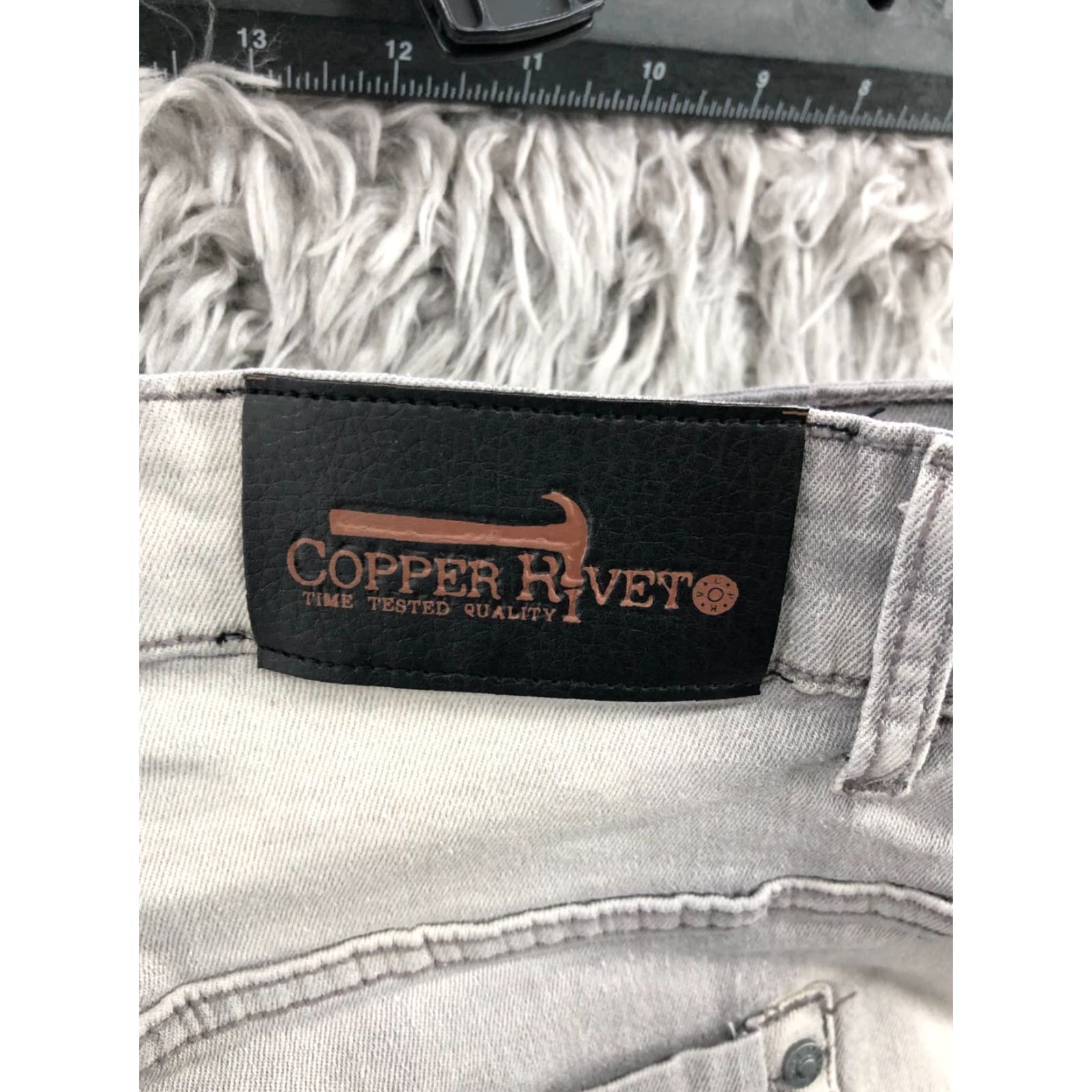 Vintage Copper Rivet Slim Fit Denim Jeans Size 42x32 Mens Mid Gray Distressed 5-Pocket Style Slim Regular Jeans Mens Size US 42 / EU 58 - 5 Thumbnail