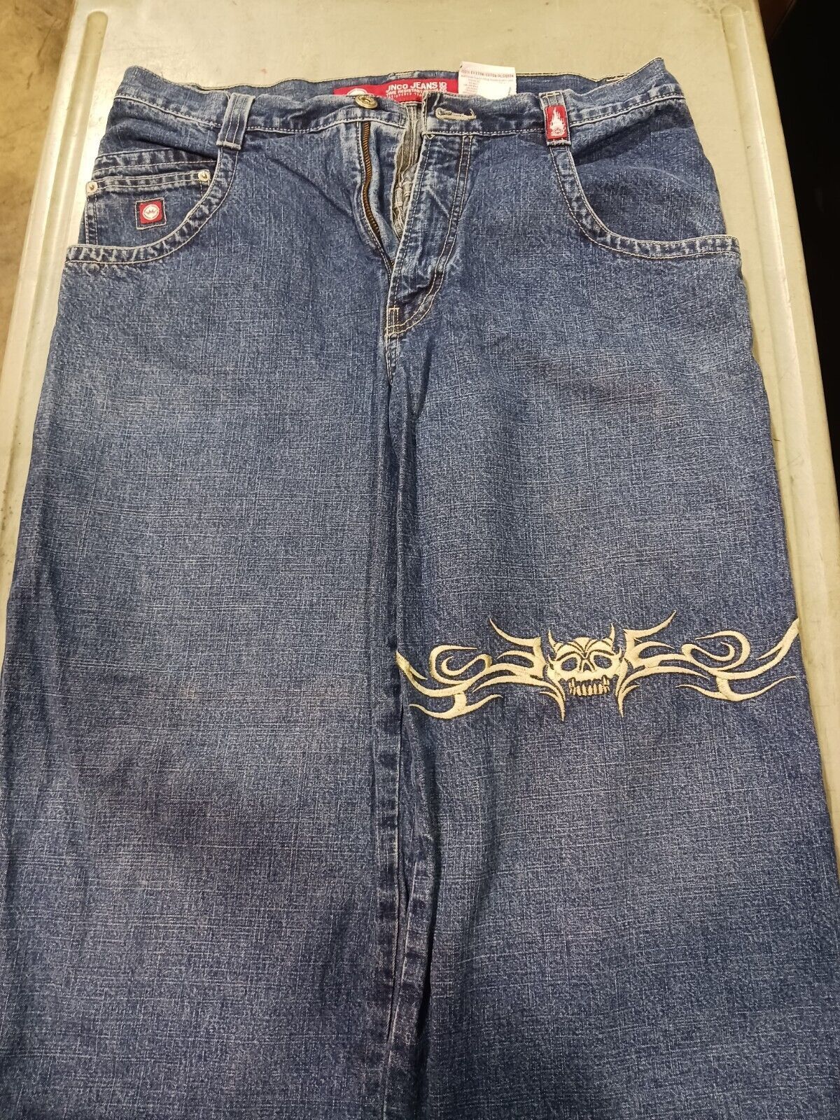 JNCO Jnco Blue Jeans Tribal Skull Wrap Around Leg (36x30