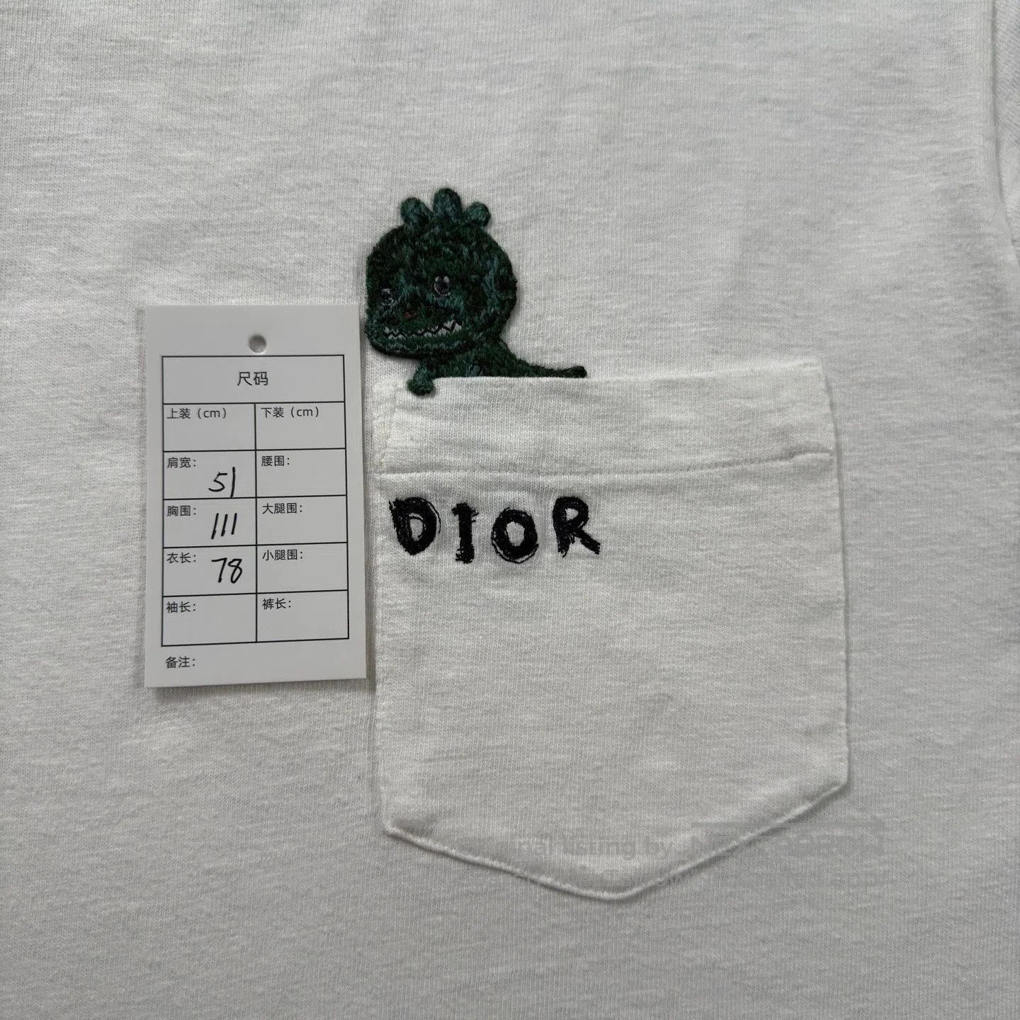 Dior white pocket dinosaur short sleeve t-shirt. Size US M / EU 48-50 / 2 - 5 Thumbnail