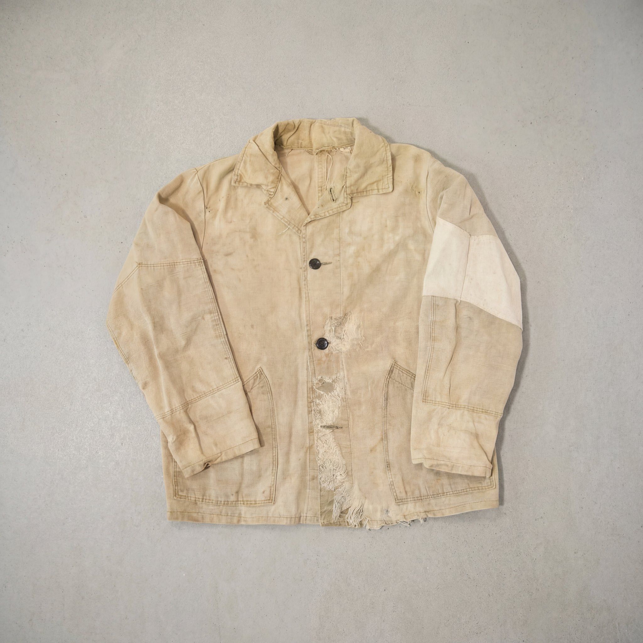 Vintage Vintage 40s 50s French Patchwork Army Jacket Size US L / EU 52-54 / 3 - 1 Thumbnail
