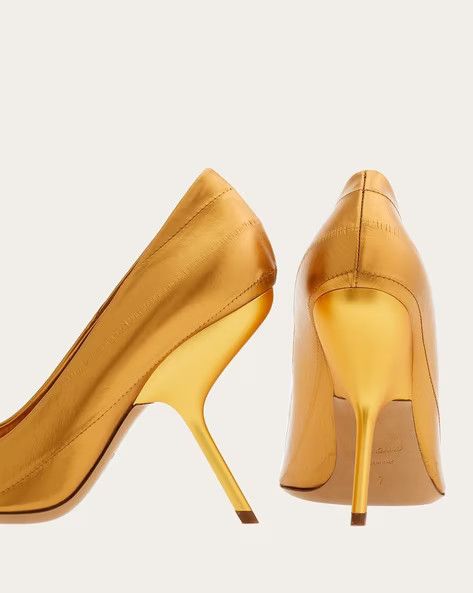 Salvatore Ferragamo o1s1rm0724 Eva Leather Pumps in Gold Size US 7.5 / IT 37.5 - 4 Thumbnail