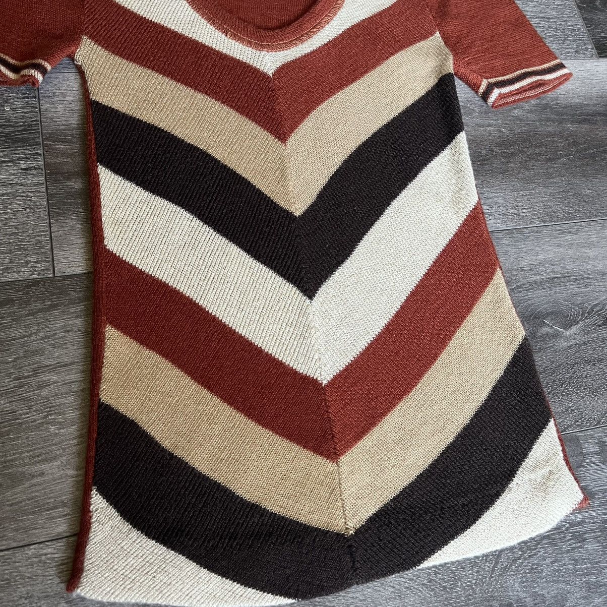 Vintage True Vintage 1960s Julie Knitwear Striped Zig Sweater Top Size XS / US 0-2 / IT 36-38 - 2 Thumbnail