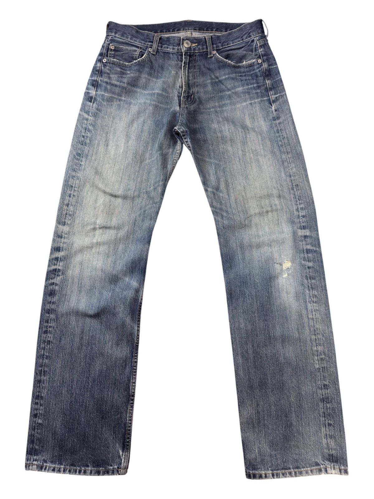 Fashion Victim Vintage 90s Japanese Denim Gu Distressed Size US 34 / EU 50 - 1 Thumbnail