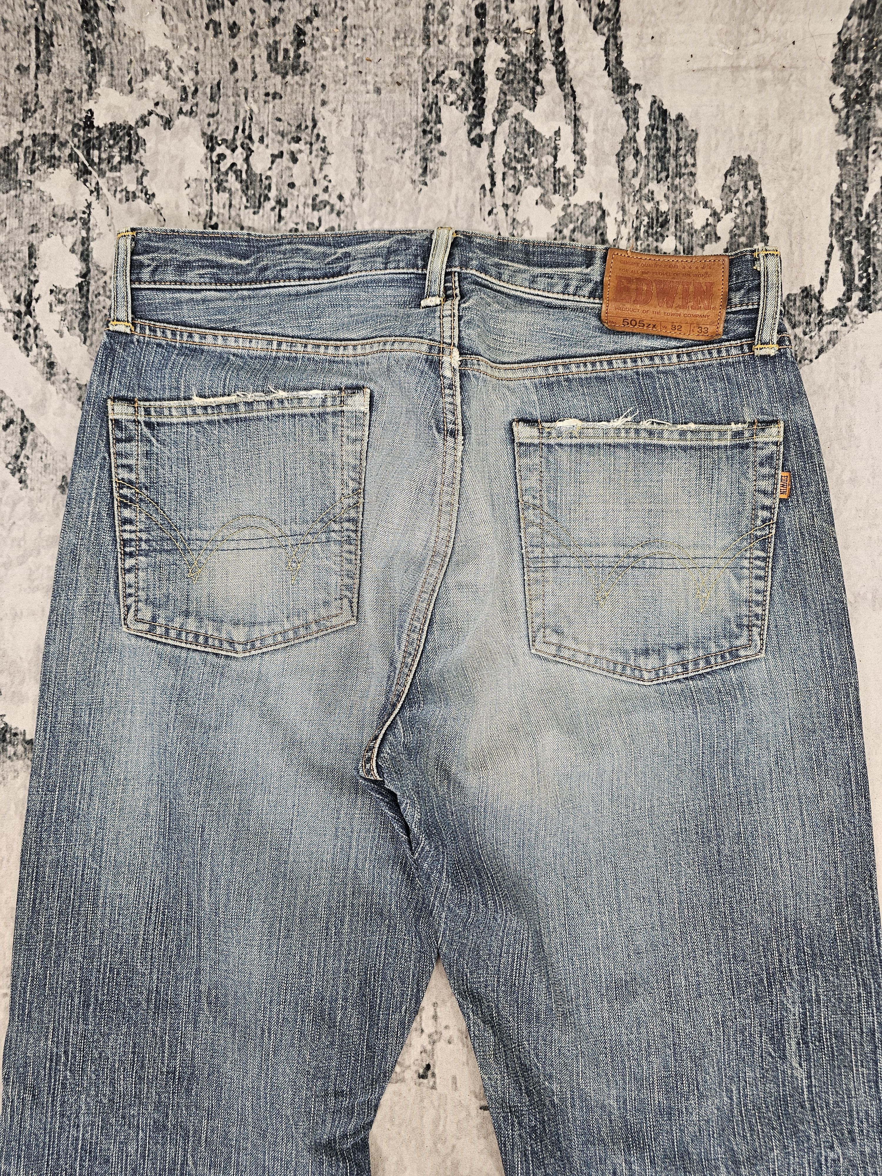 Vtg EDWIN 505 Zx Selvedge Redline Stone Wash Ripped JB0317