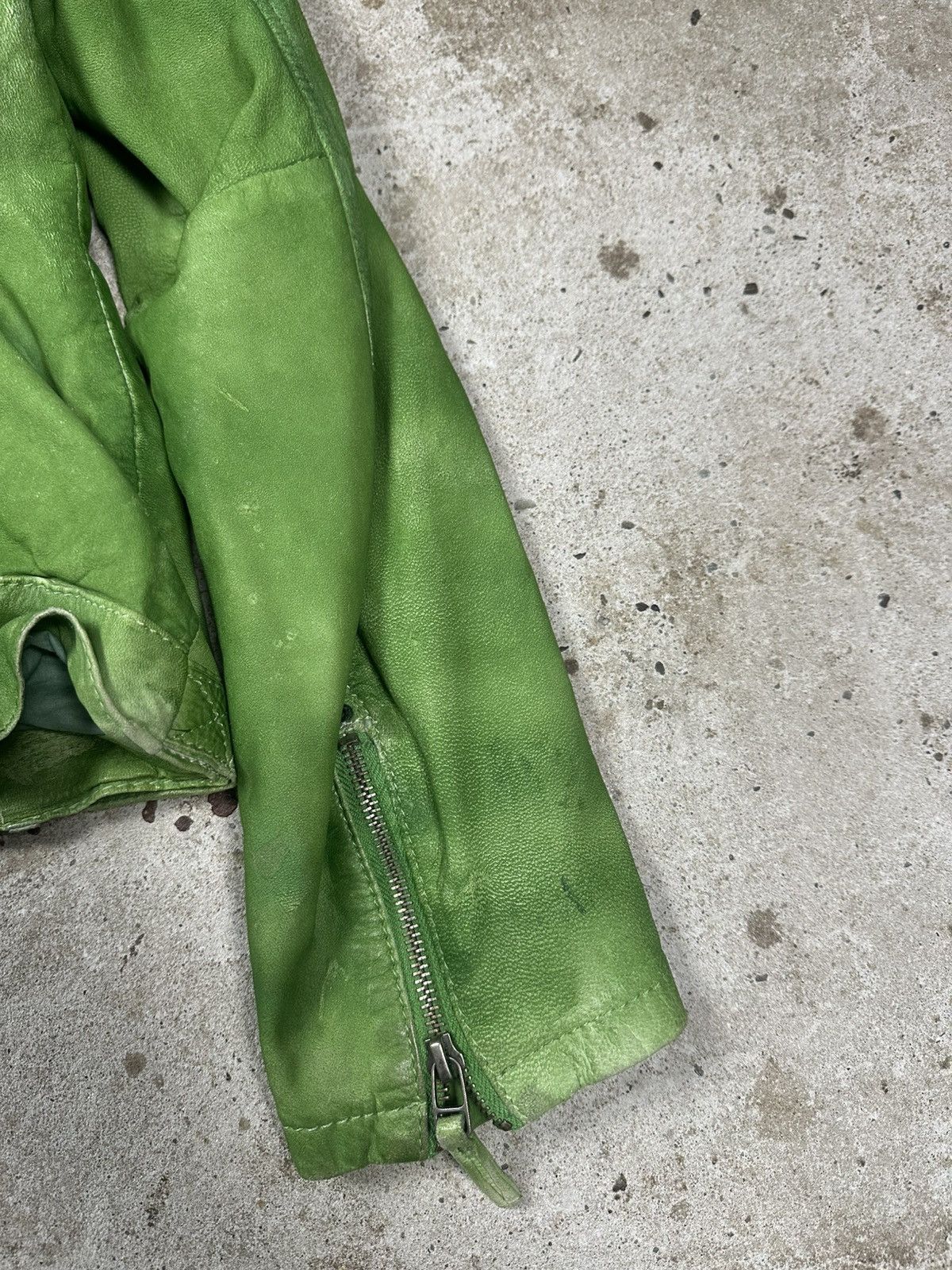 Genuine Leather × Vintage Vintage Y2K Green Leather Moto Biker Style Jacket Size US S / EU 44-46 / 1 - 10 Thumbnail