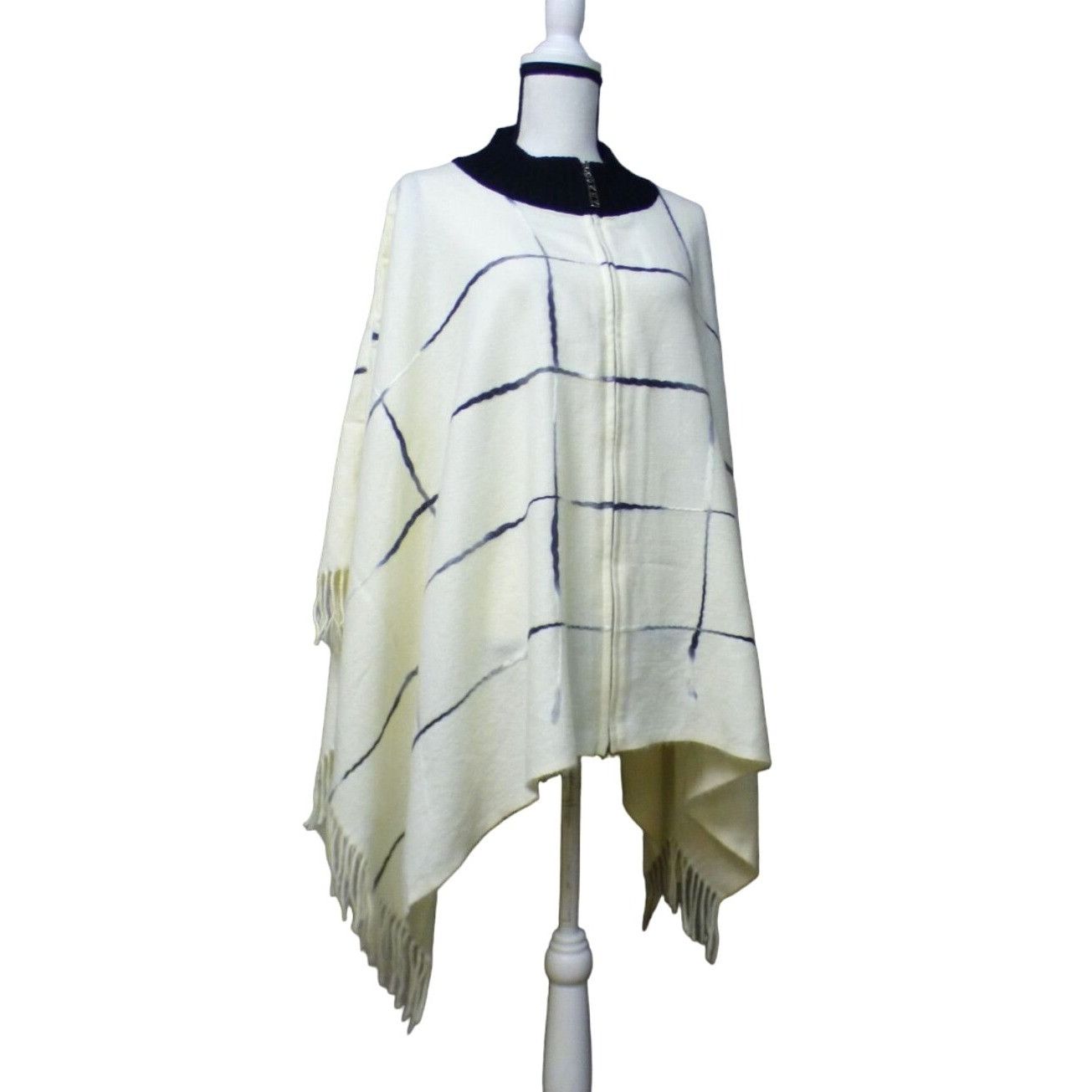 DKNY DKNY Zip Front Ombre Twist Full Zip Ruana / Poncho , Cream 1 Size ONE SIZE - 3 Thumbnail