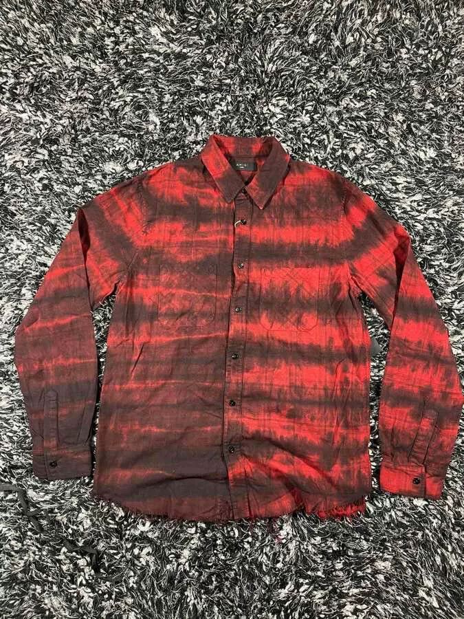 Amiri amiri bleached flannel shirt in red Size US L / EU 52-54 / 3 - 1 Thumbnail