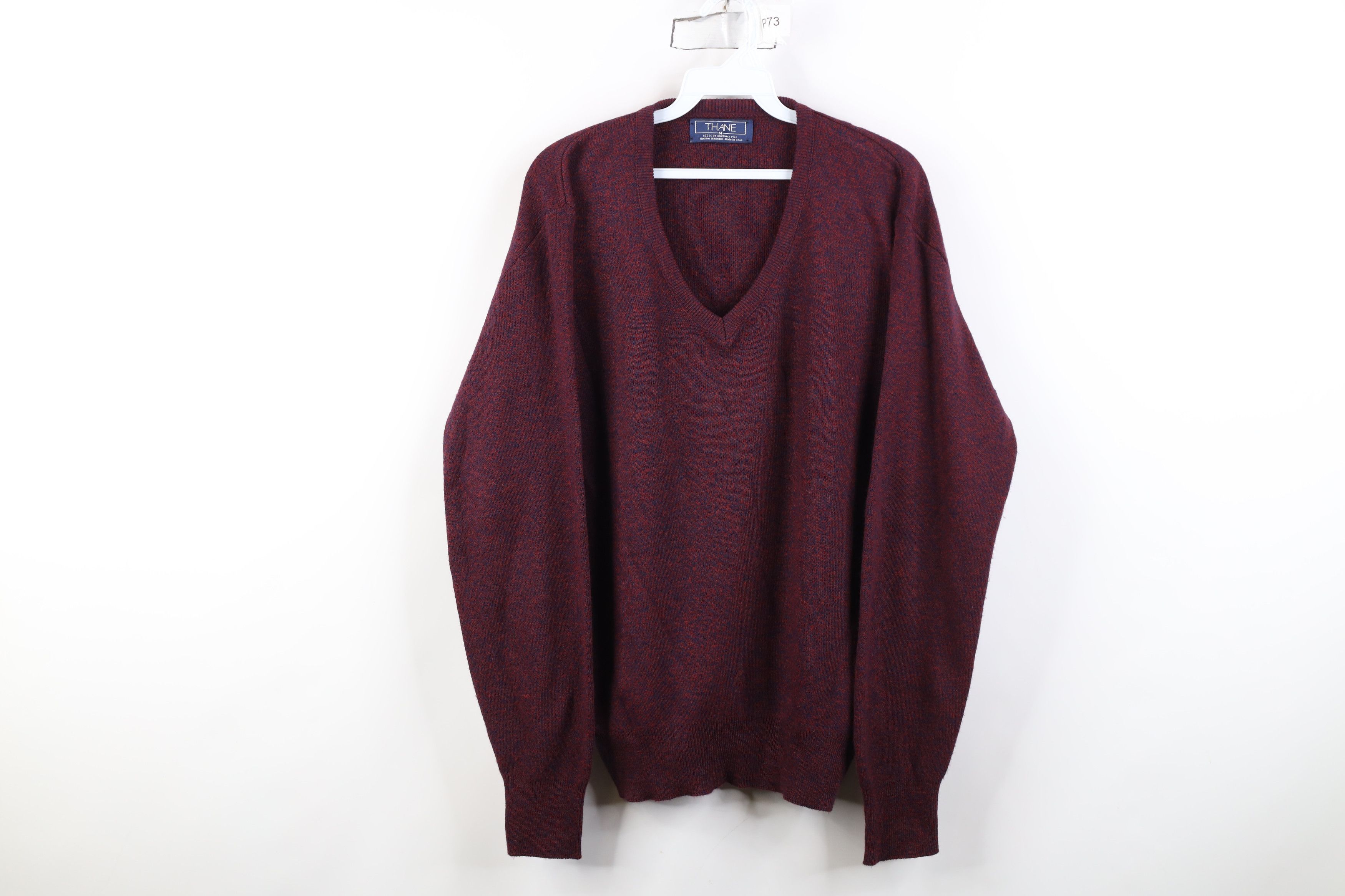 Vintage Vintage 70s Streetwear V-Neck Sweater Heather Red USA Size US M / EU 48-50 / 2 - 1 Thumbnail