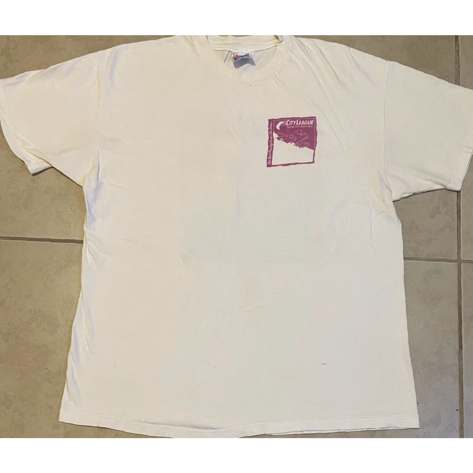 Vintage VINTAGE 90s City League Ski Racing T-Shirt XL White Grunge Distressed Single Stitch Mens USA 80s 90s Sun Art Size US XL / EU 56 / 4 - 2 Thumbnail