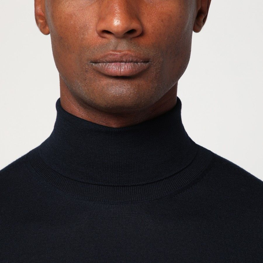 Drumohr o1d2blof0226 Wool Turtleneck Sweater in Navy Blue Size US L / EU 52-54 / 3 - 4 Thumbnail