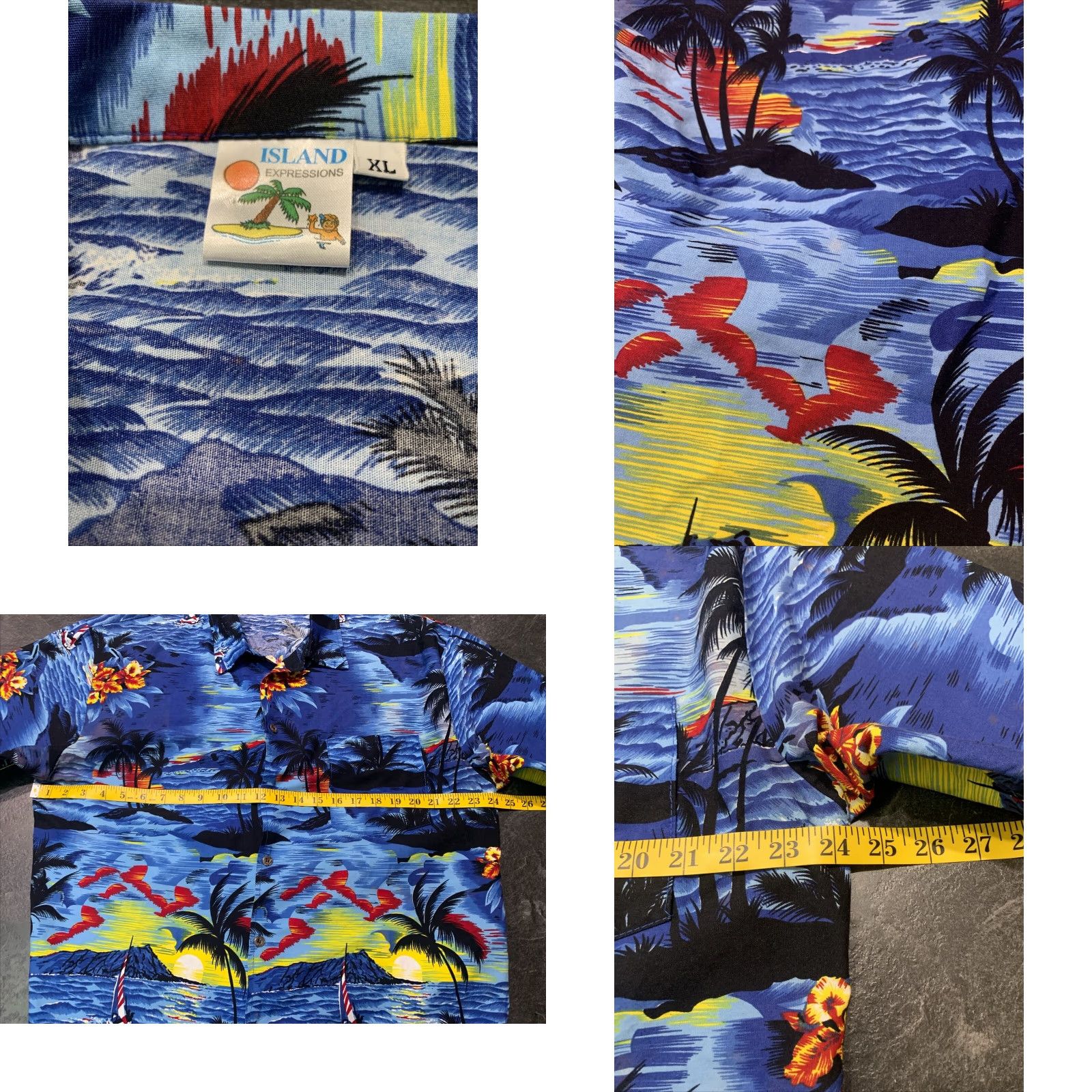 Vintage VINTAGE Island Expressions XL palms water Hawaiian button mens shirt Cotton Size US XL / EU 56 / 4 - 8 Thumbnail