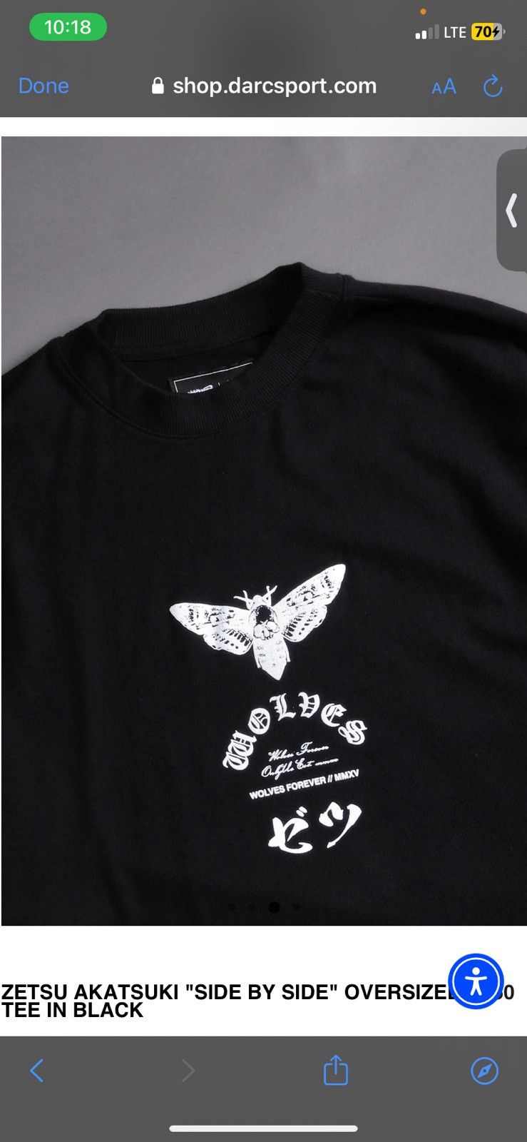 DARC SPORT X NARUTO KNOWN PAIN OVERSIZED TEE CREAM # /500