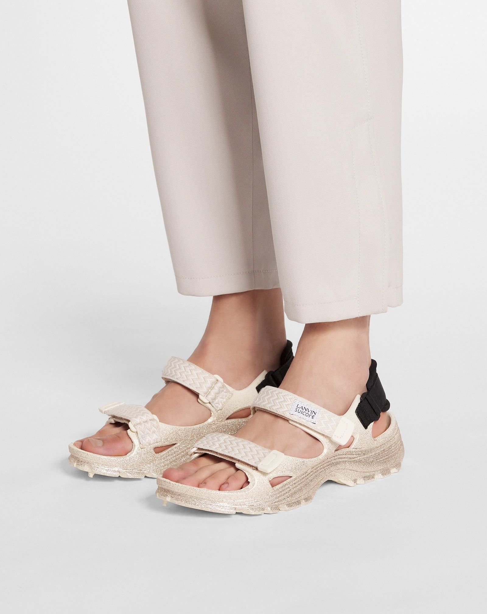 Lanvin o1w1db10125 Glittery Rubber Sandals in Cream/Black Size US 9 / IT 39 - 5 Thumbnail