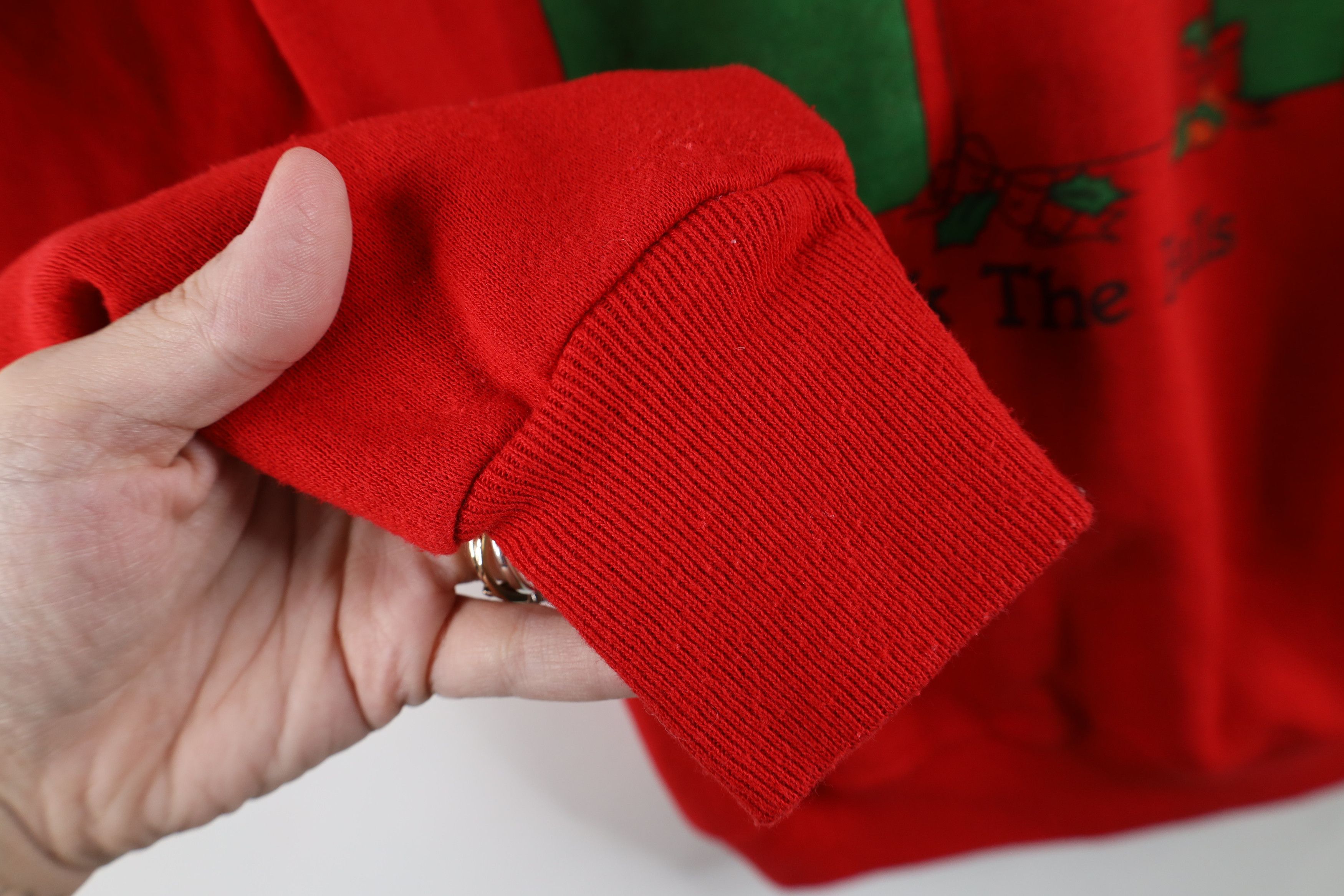 Vintage Vintage 80s Christmas Duck the Halls Sweatshirt Red USA Size M / US 6-8 / IT 42-44 - 6 Thumbnail