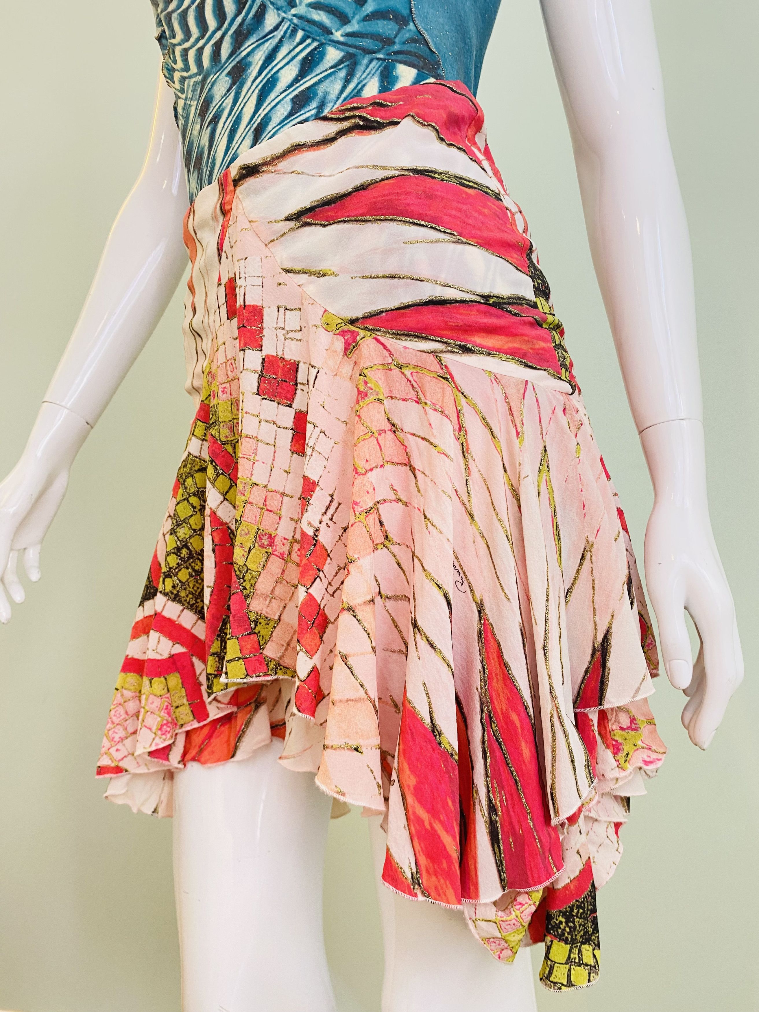 Roberto Cavalli Roberto Cavalli S/S 2004 Silk Runway Midi Skirt Size 26" / US 2 / IT 38 - 12 Thumbnail