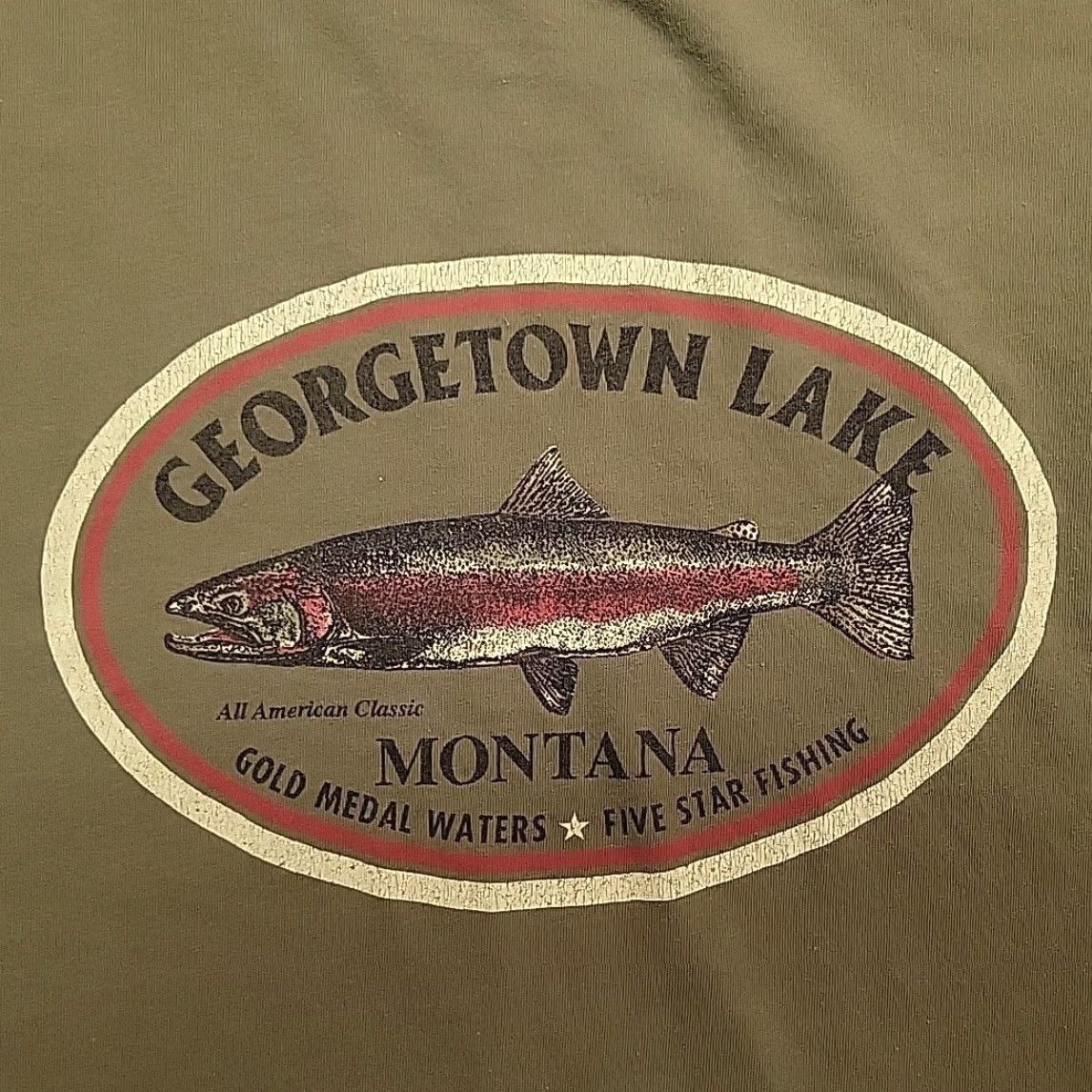 Vintage VINTAGE Ouray Montana Nature Shirt Mens L Olive Georgetown Lake Rainbow Trout Fishing TEE Size US L / EU 52-54 / 3 - 2 Thumbnail