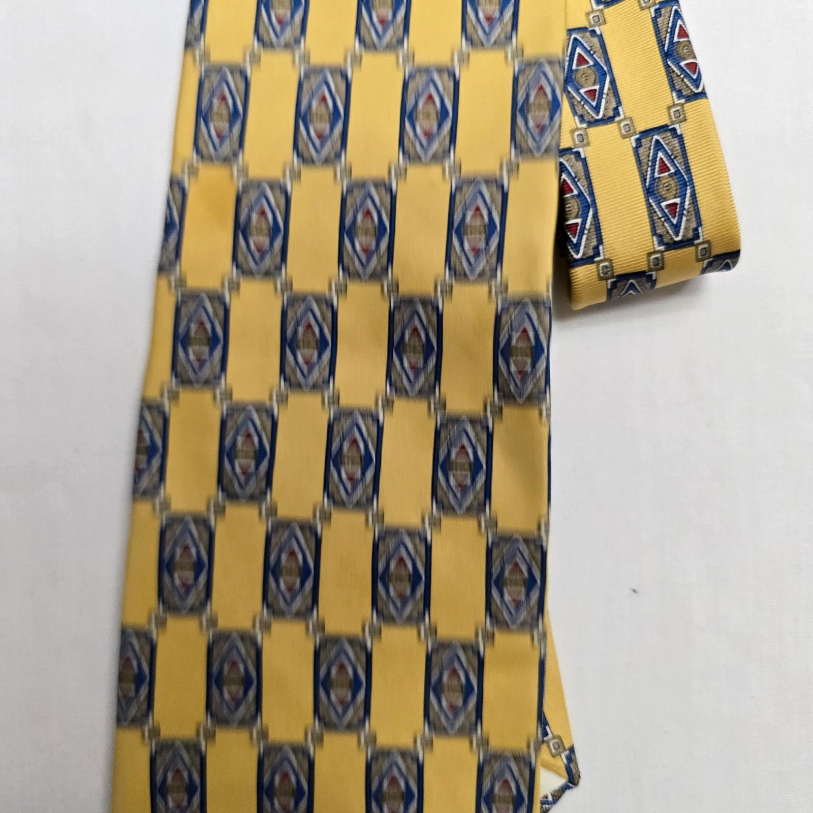 Ralph Marlin Vintage Bert Pulitzer Tie Gold 100% Silk Geometric Necktie Size ONE SIZE - 3 Thumbnail