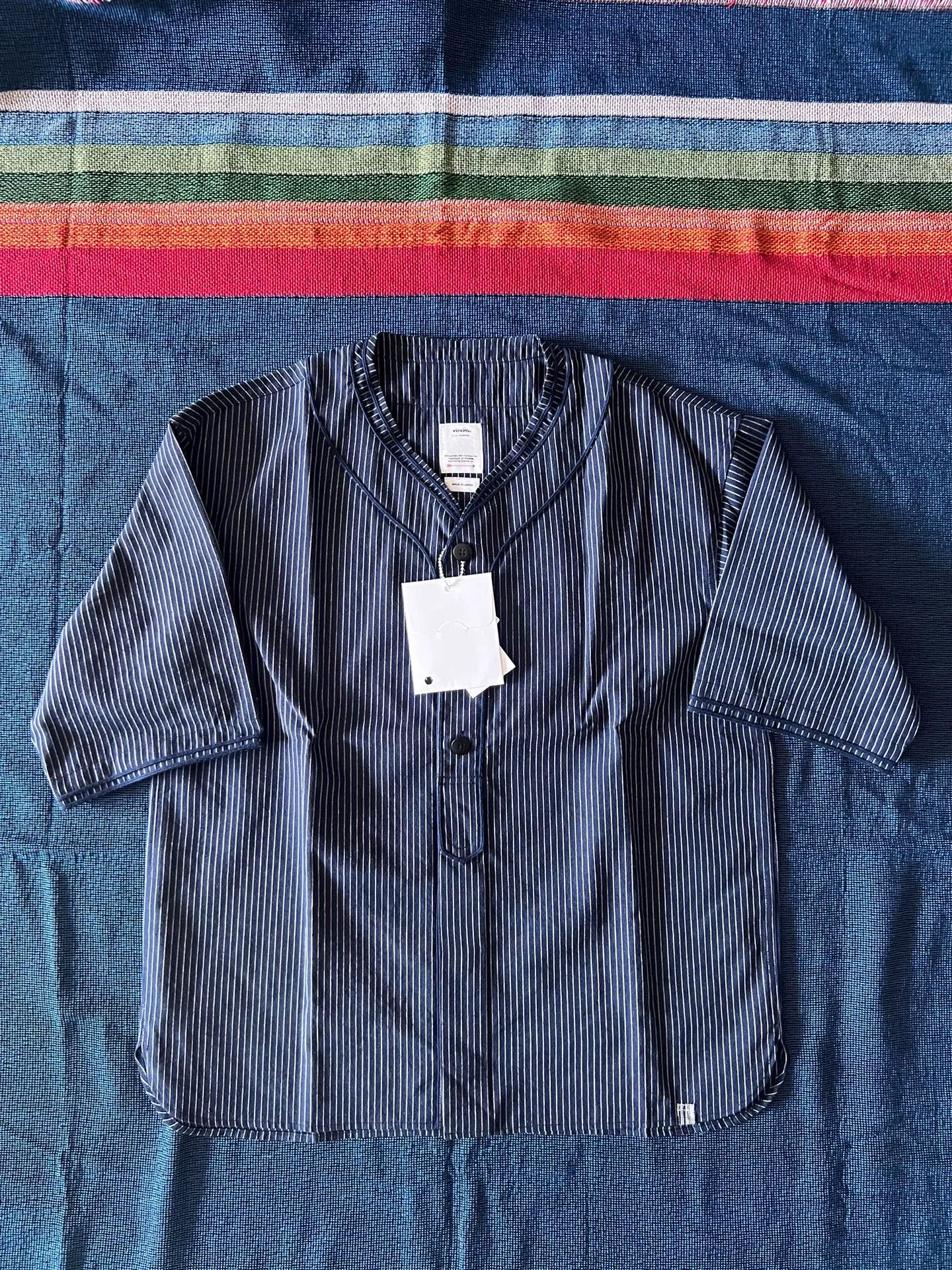 Visvim visvim dugout shirt in navy stripes Size US M / EU 48-50 / 2 - 1 Thumbnail