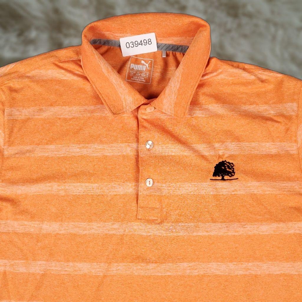 Puma Puma Polo Shirt Mens L Orange Striped Golf Casual Short Sleeve Size US L / EU 52-54 / 3 - 1 Thumbnail